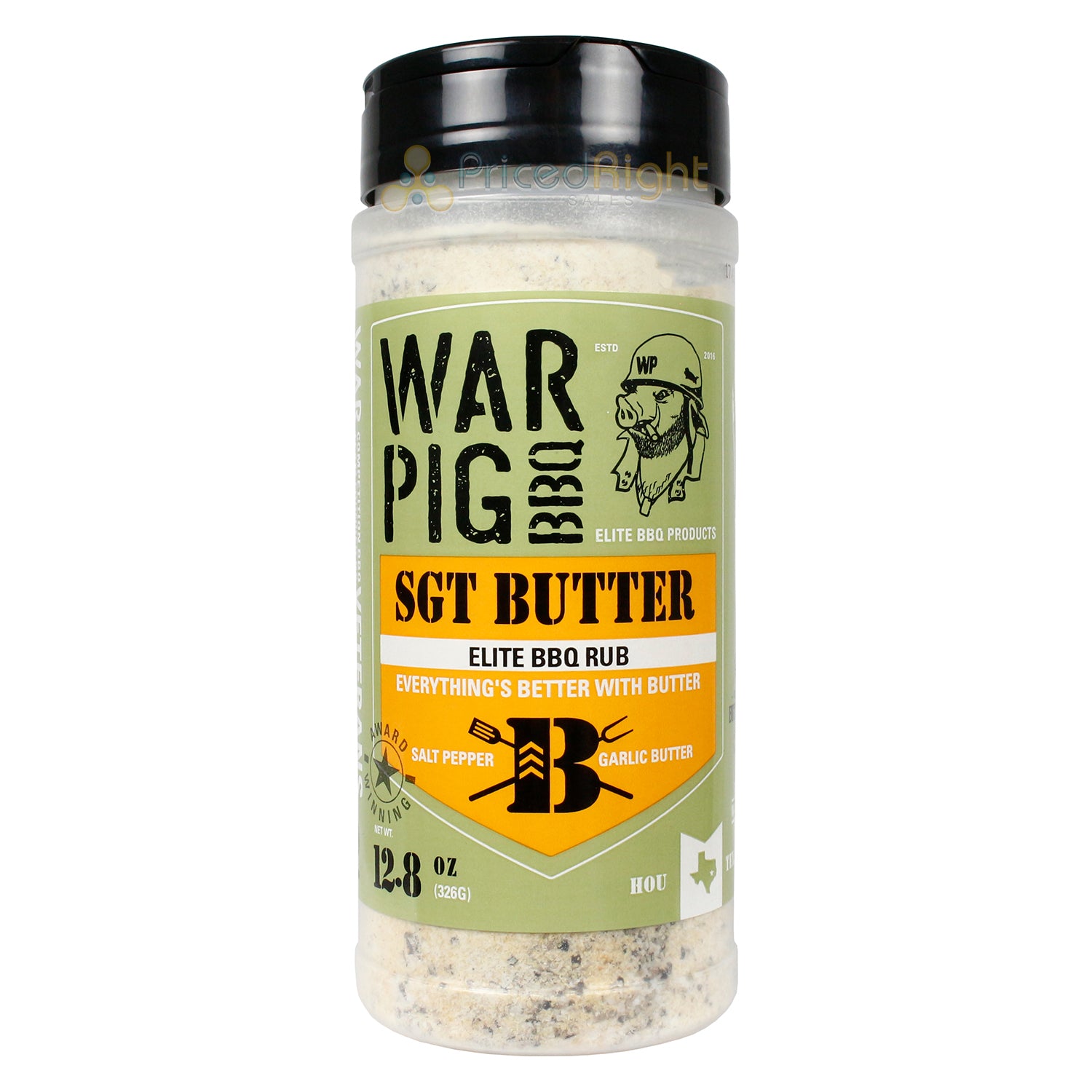 War Pig Sgt Butter Elite BBQ Rub Salt Pepper Garlic Butter Gluten Free 12.8 Oz