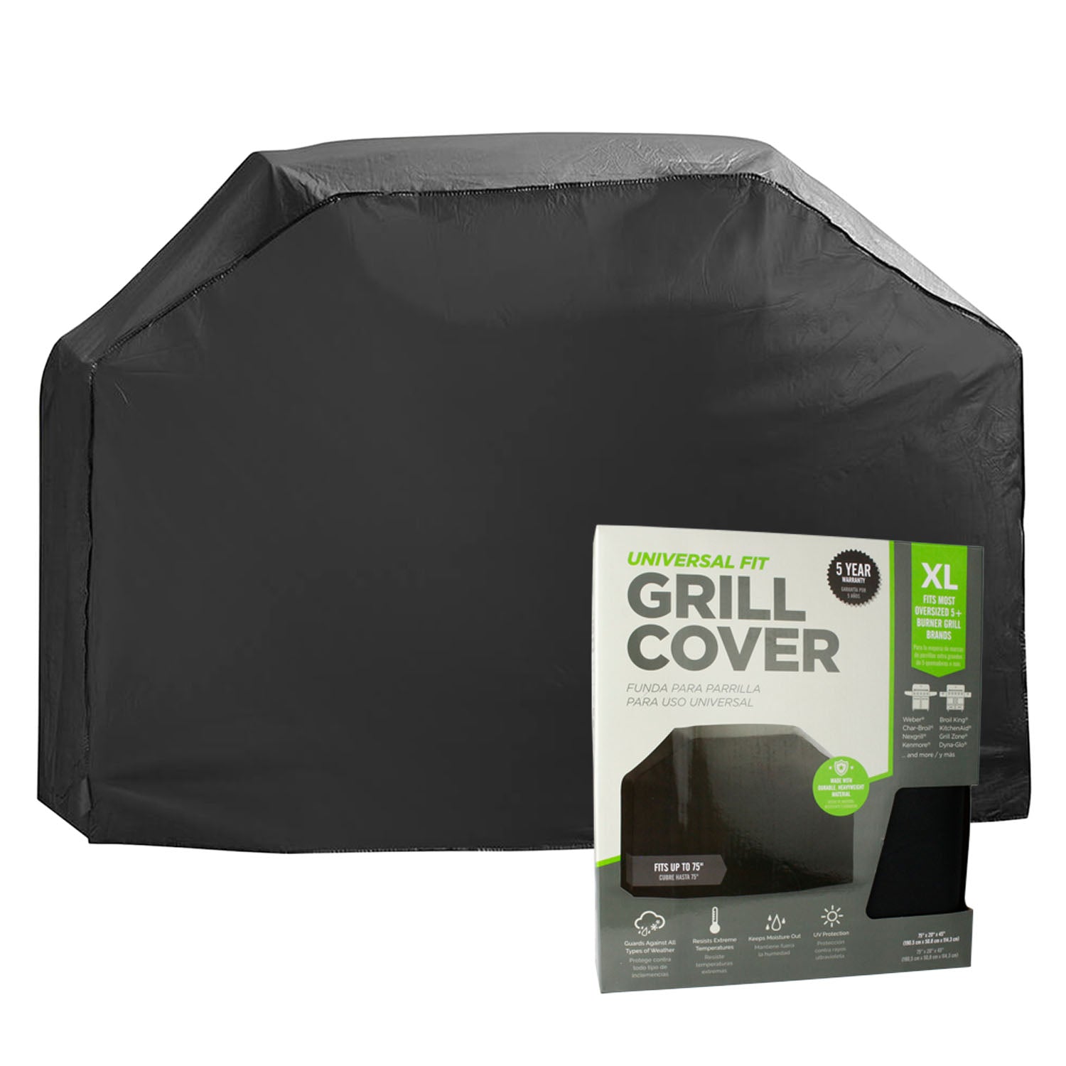 Universal Fit X-Large Grill Cover Durable Weather Resistant 60x20x45" Black