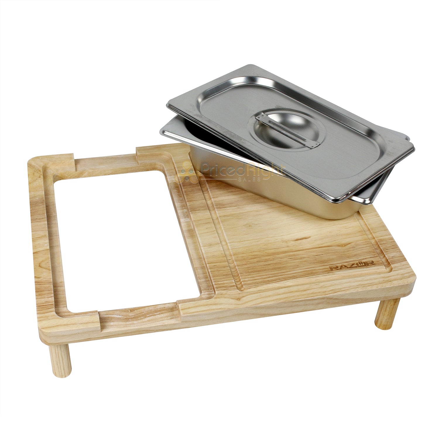 Razor Multi Use Griddle Board For Food Prep W/ Stainless Steel Container & Legs