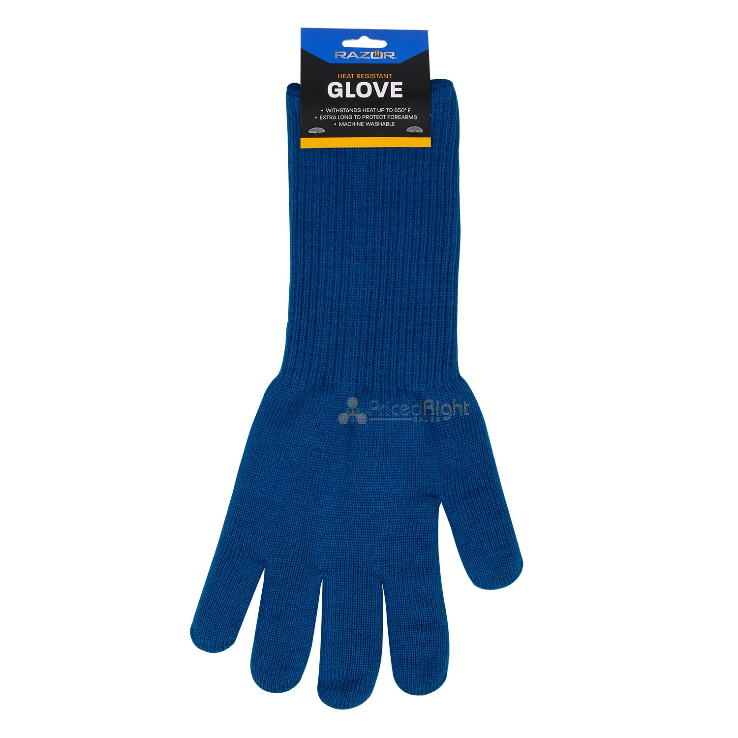 Razor Heat Resistant Extra Long Glove Rated For 650°F Machine Washable Blue