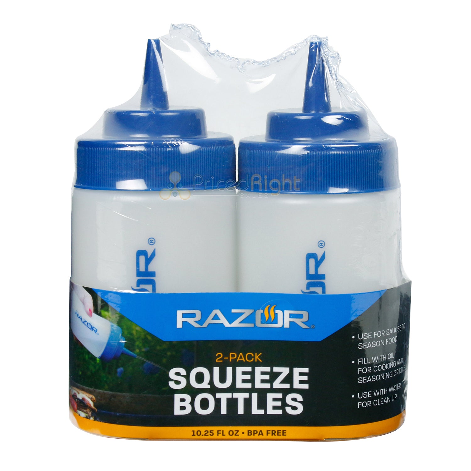 Razor Squeeze Bottles For Sauce, Oil, And Water Dishwasher Safe BPA Free 2 Pack