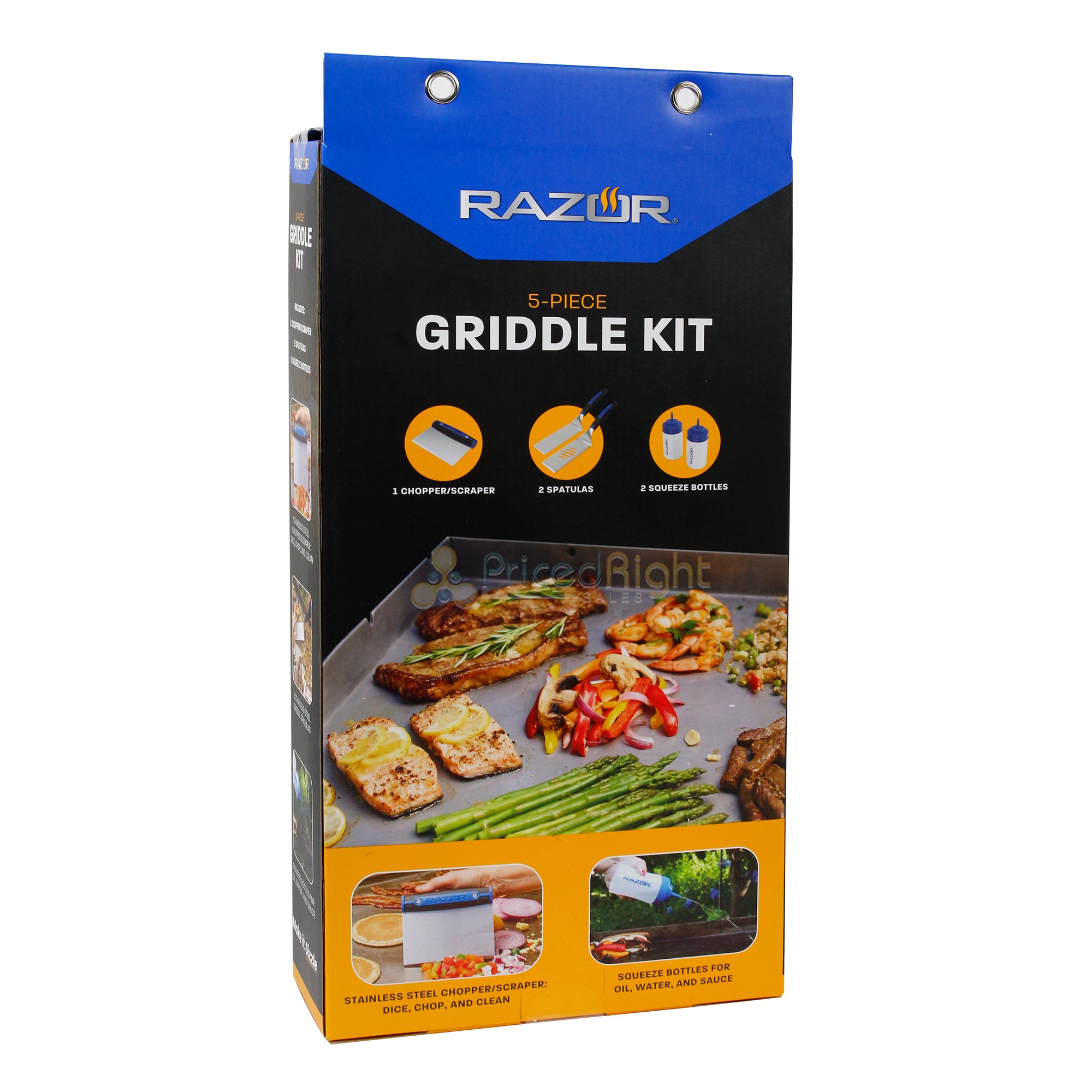 Razor 5 Piece Griddle Kit With Chopper/Scraper, 2 Spatulas, 2 Squeeze Bottles