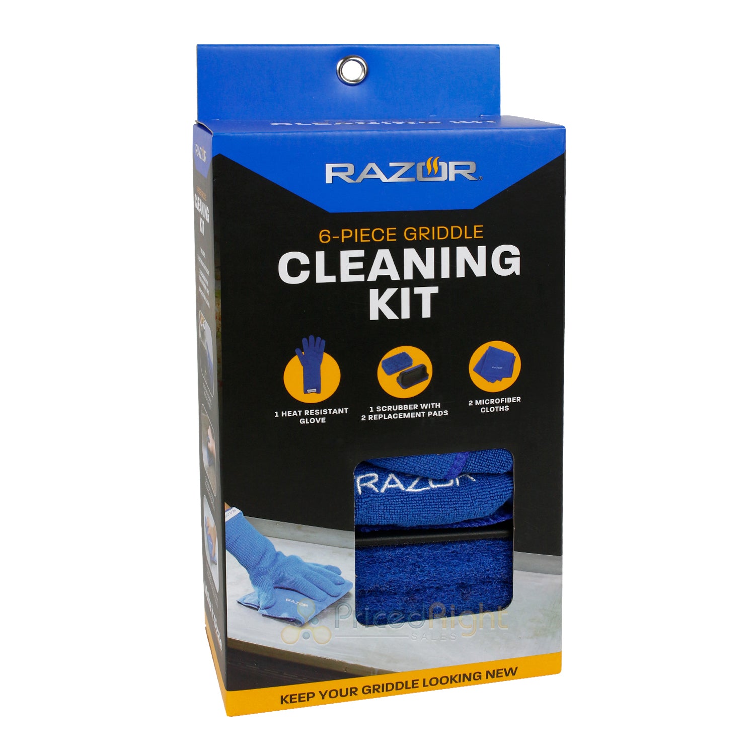 Griddle Cleaning Kit 6 Piece Set with Glove Scrubber Lint Free Towels 08828RZ