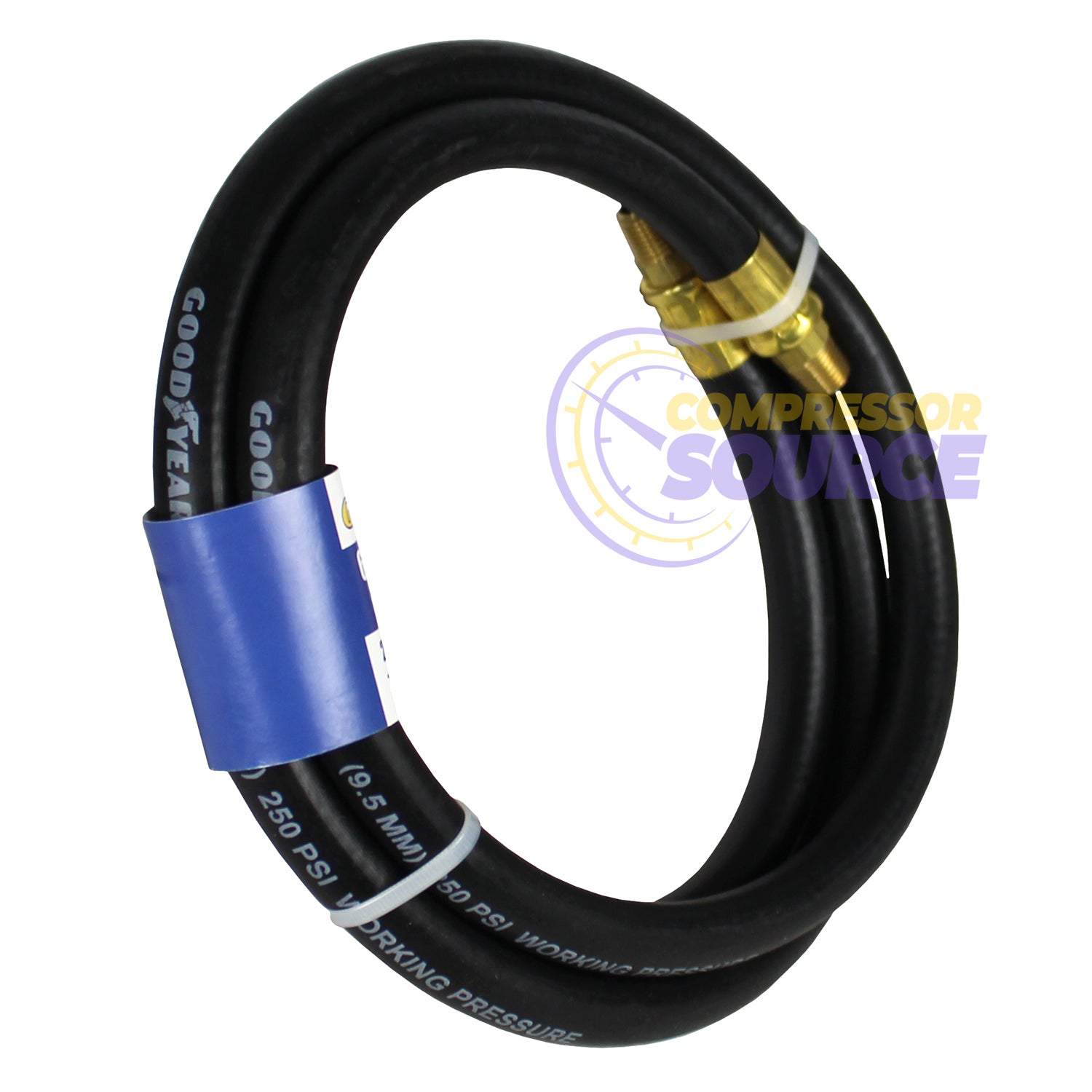 Goodyear 6' x 3/8" Rubber Air Hose Whip 250 PSI 1/4" NPT USA Made 10324