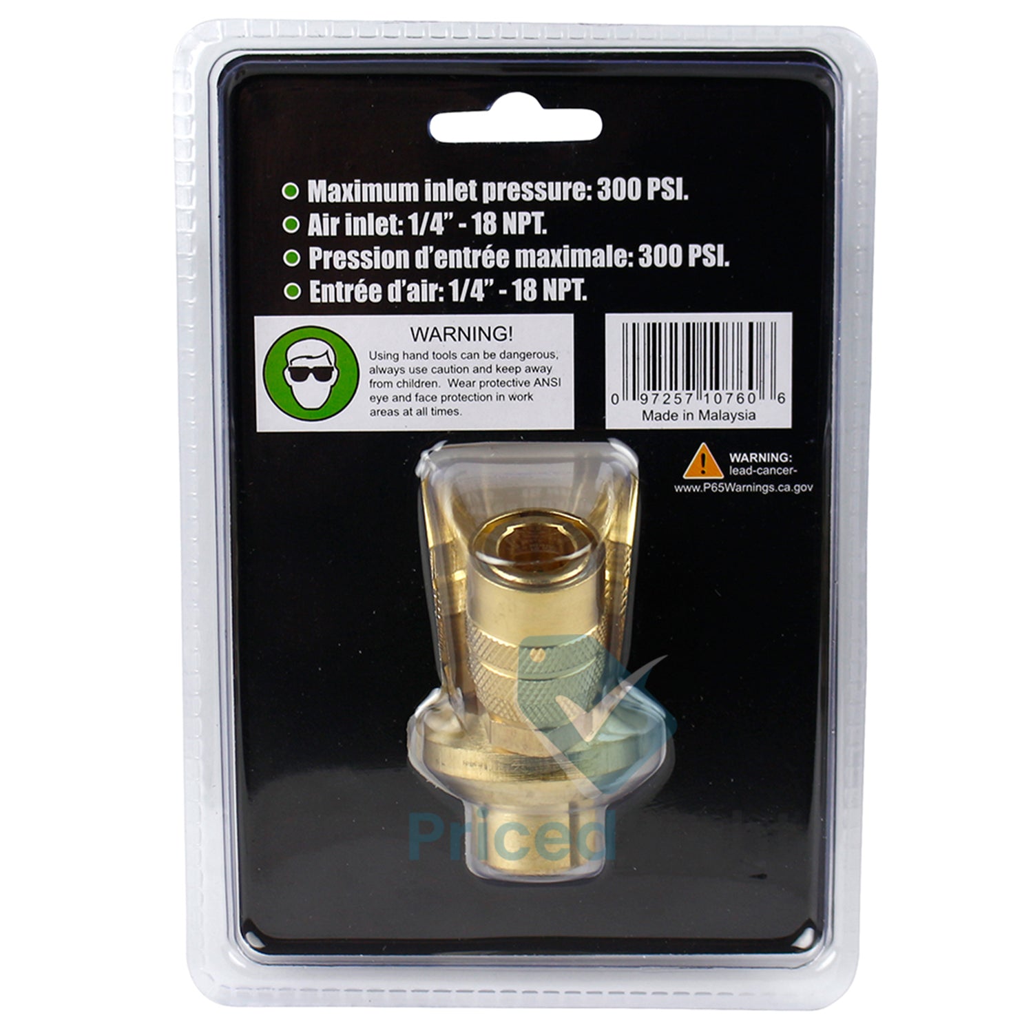 3 Way Air Hose Splitter Quick Coupler Manifold Air Inlet 1/4 Couplers Grip 10760