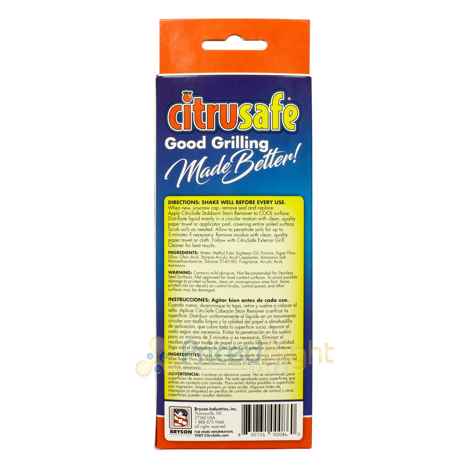 Citrusafe Stubborn Stain Remover Grill Cleaner with 2 Scrubber Pads 6 Fl Oz