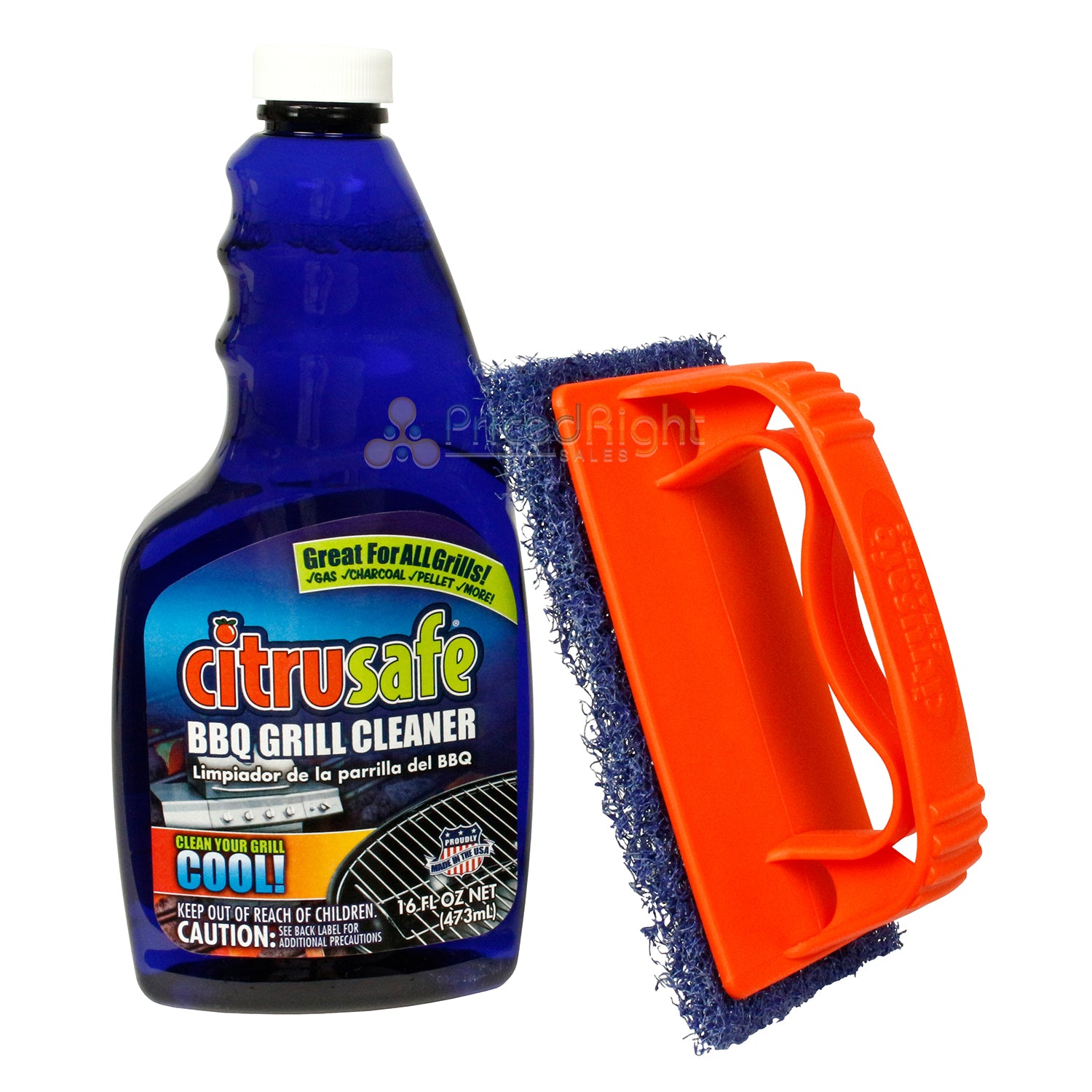 Citrusafe Complete Grill Care Kit Non-Toxic Citrus Spray with Scrubbing Brush