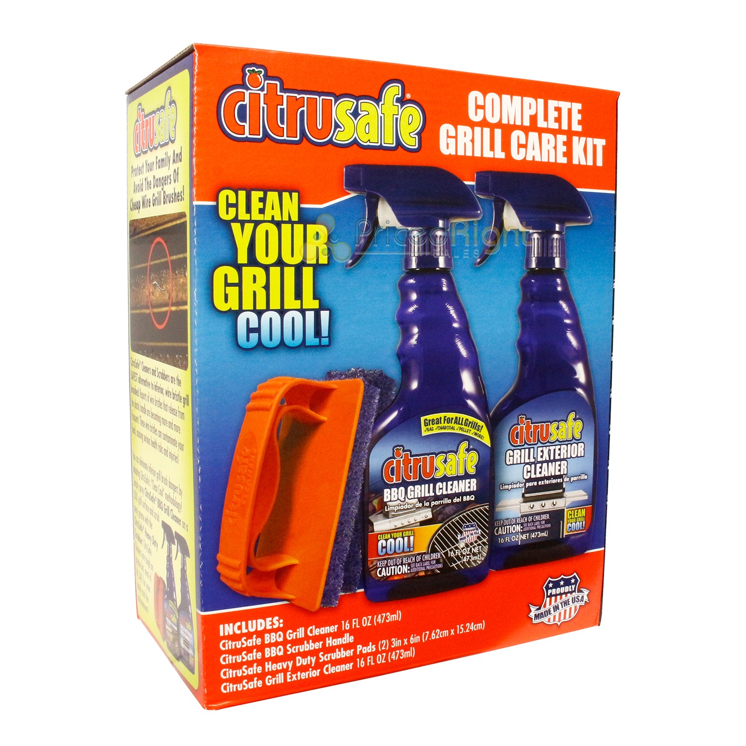 Citrusafe Complete Grill Care Kit Non-Toxic Citrus Spray with Scrubbing Brush