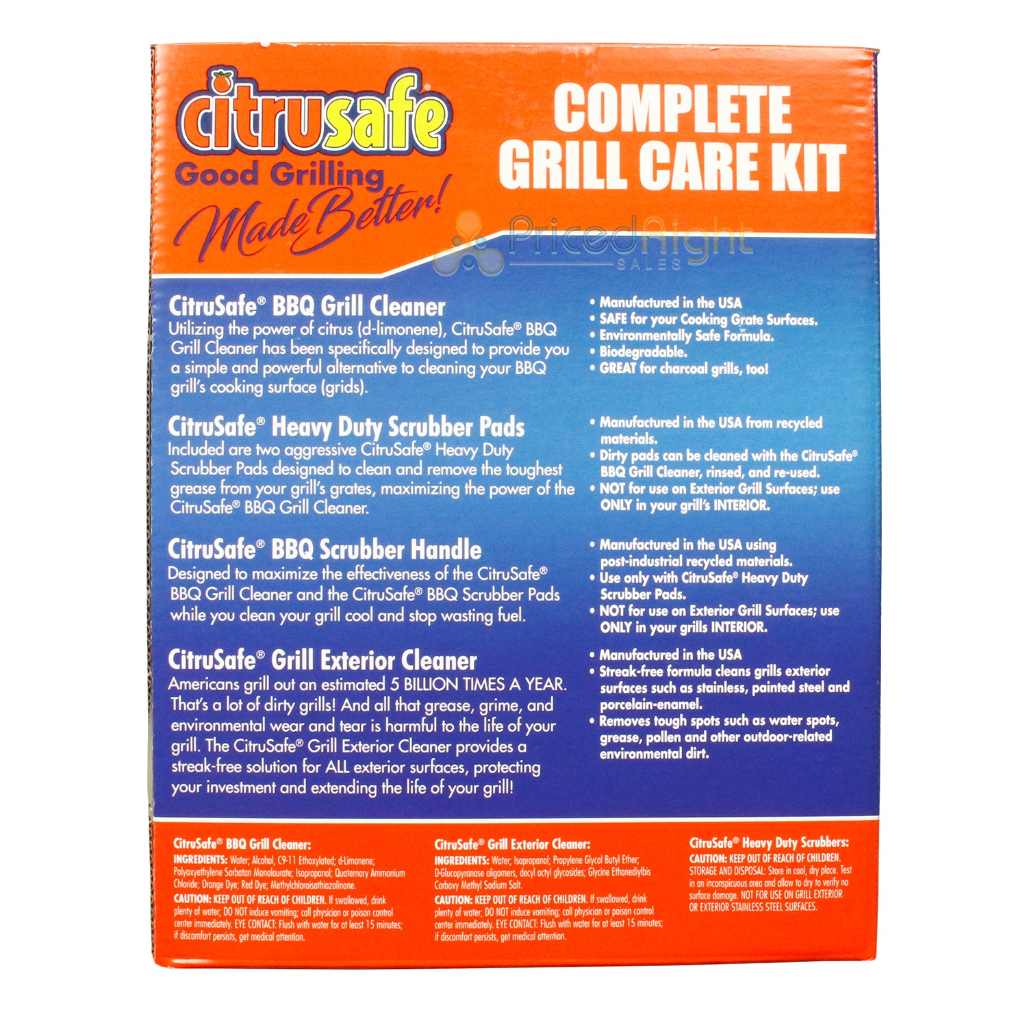 Citrusafe Complete Grill Care Kit Non-Toxic Citrus Spray with Scrubbing Brush