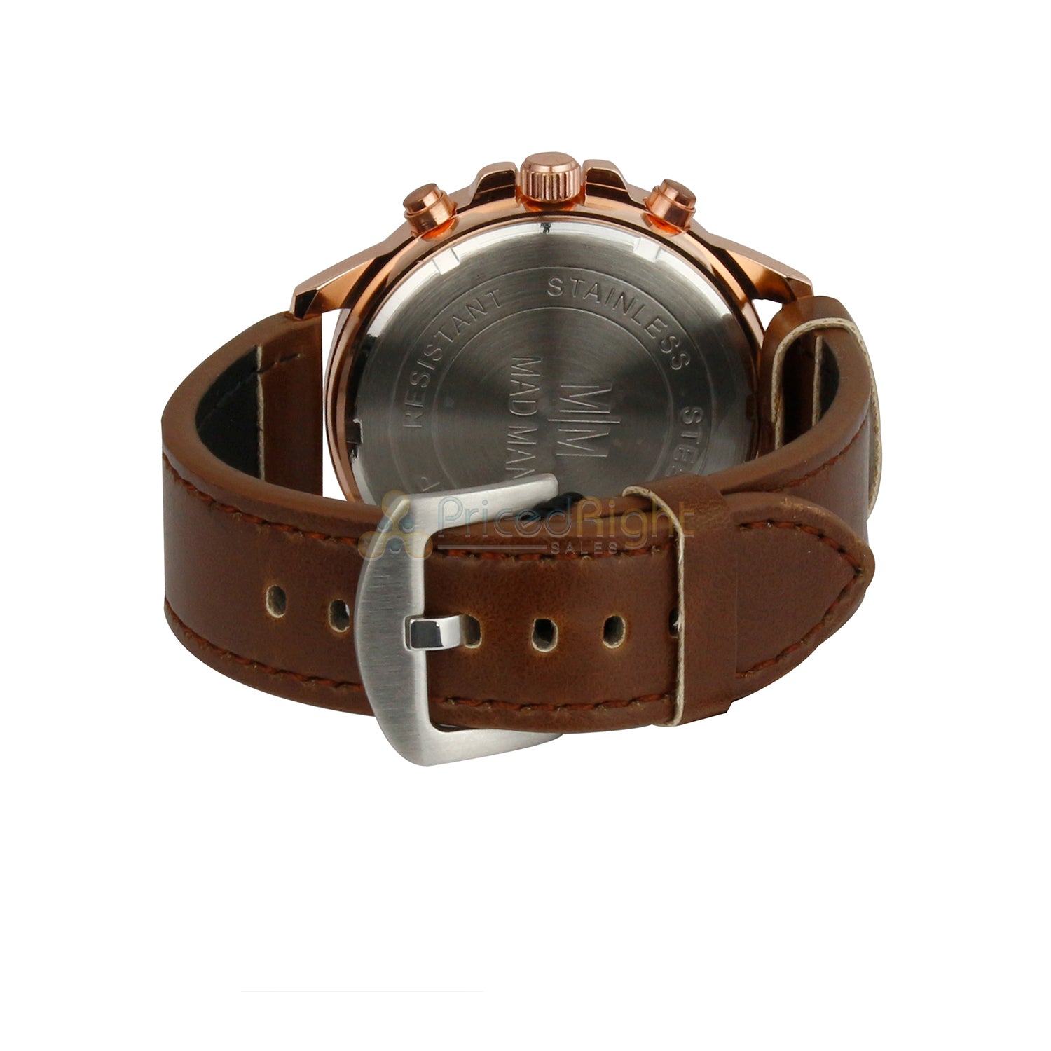 Mad Man Traveler Series Milan 3-Hand Quartz Watch Leather Strap 48mm Rose Gold
