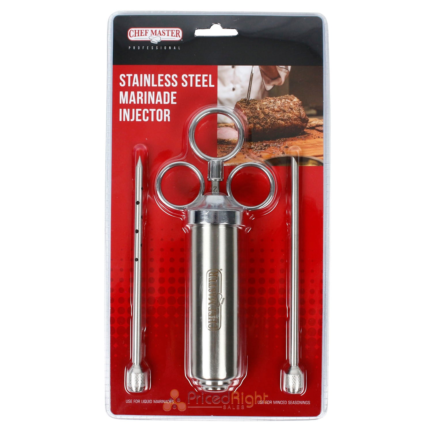 Chef Master Stainless Steel Marinade Injector Liquid and Minced Needles 40098CM