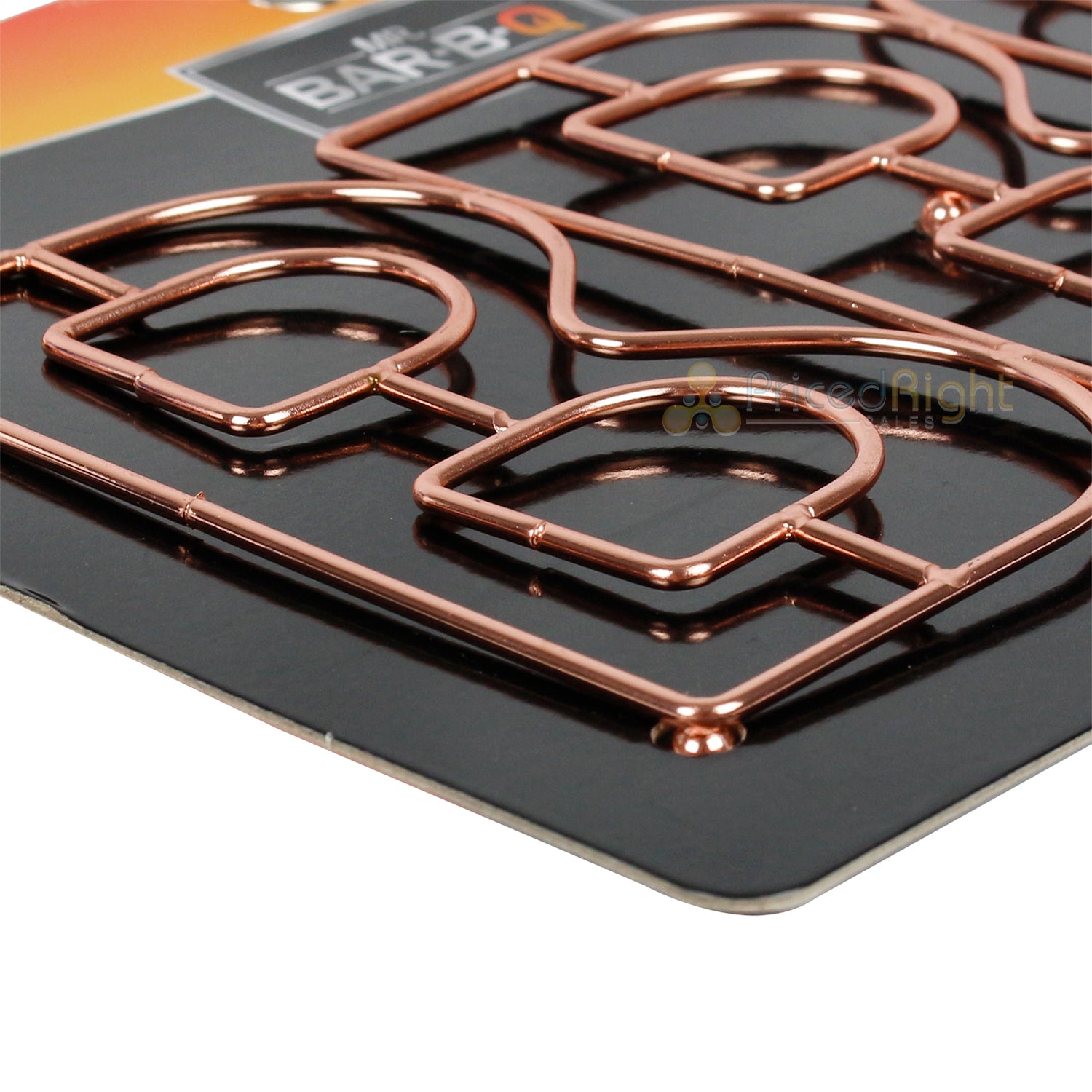Mr. Bar-B-Q "BBQ" Trivet Metal Rose Gold Finish For Indoor And Outdoor Cooking