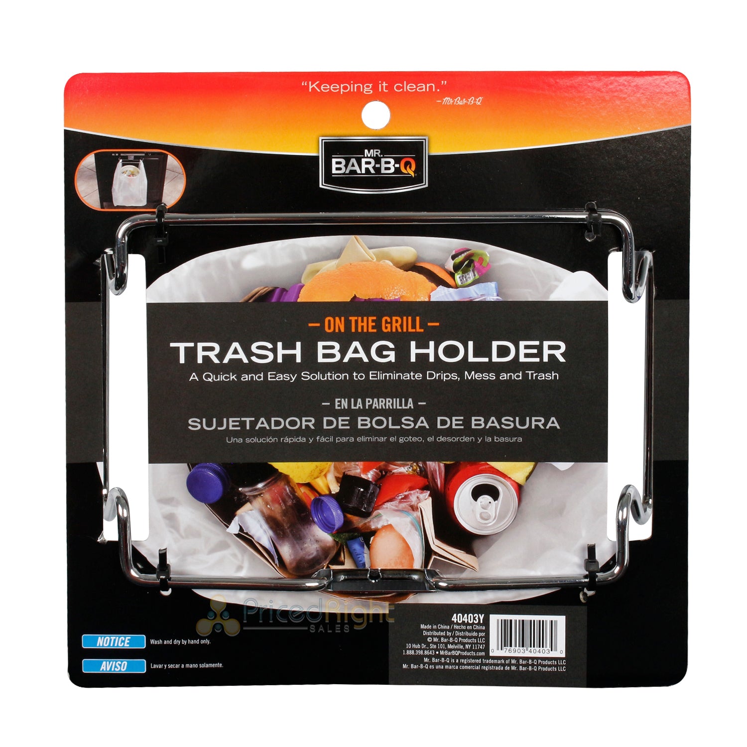 Mr Bar-B-Q Grill-Mount Trash Bag Holder With Chrome Finish For Waste Management