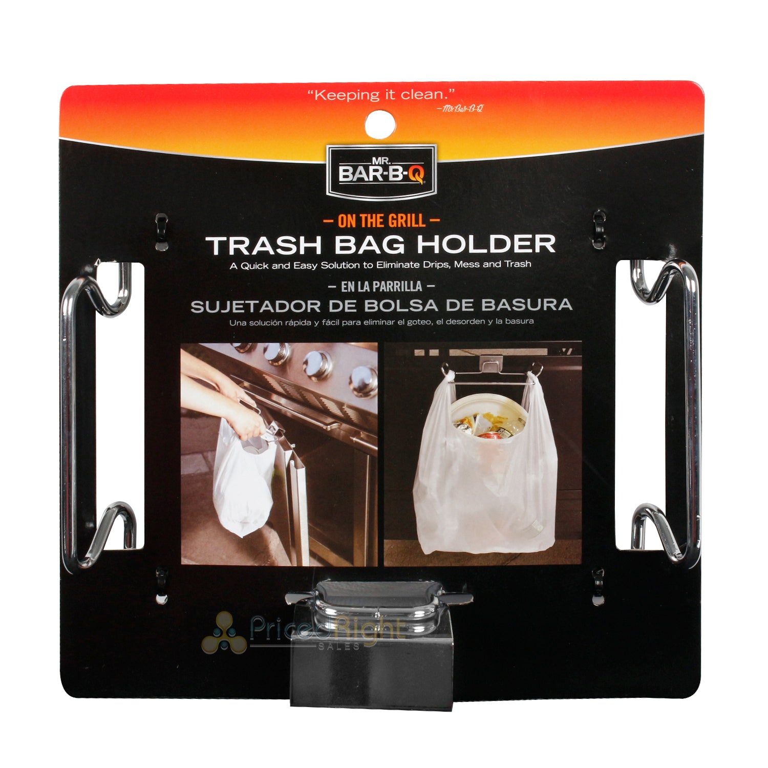 Mr Bar-B-Q Grill-Mount Trash Bag Holder With Chrome Finish For Waste Management