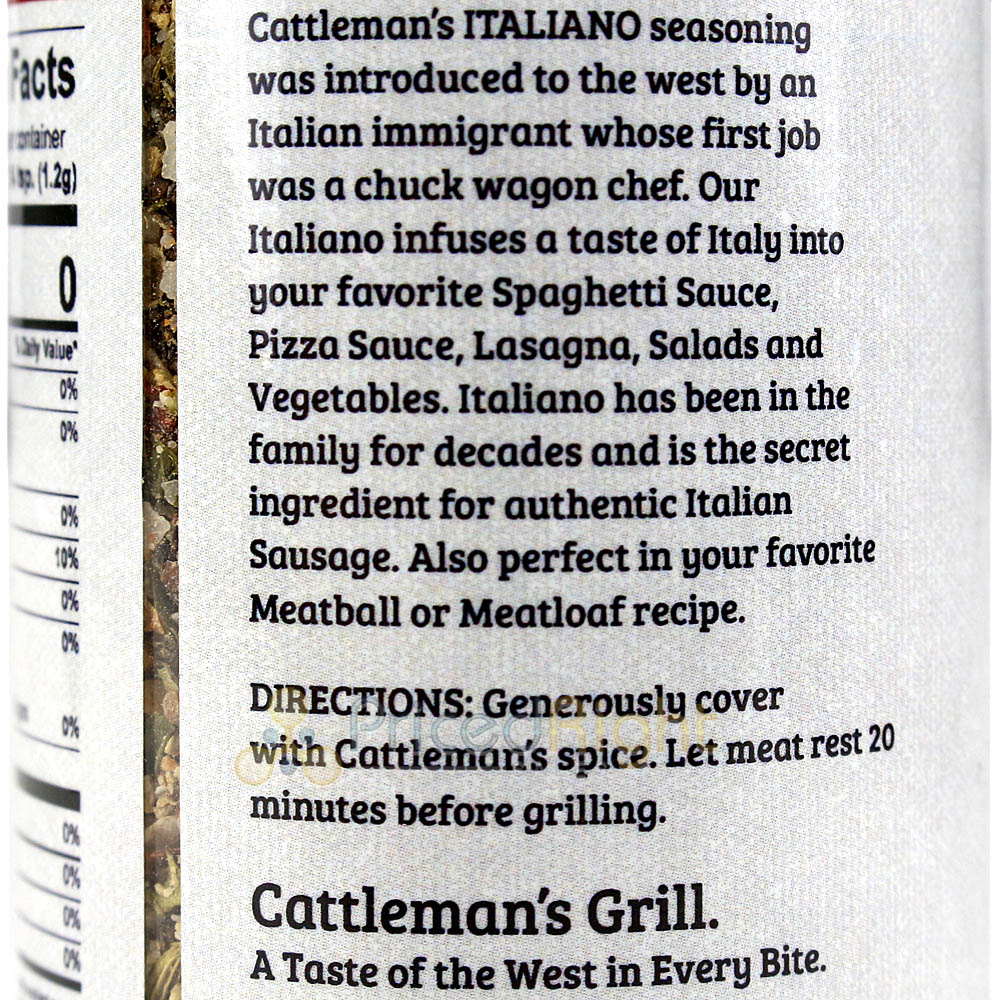 Cattleman's Grill Italiano Italian Style Seasoning 6 oz. Bottle Classic Blend