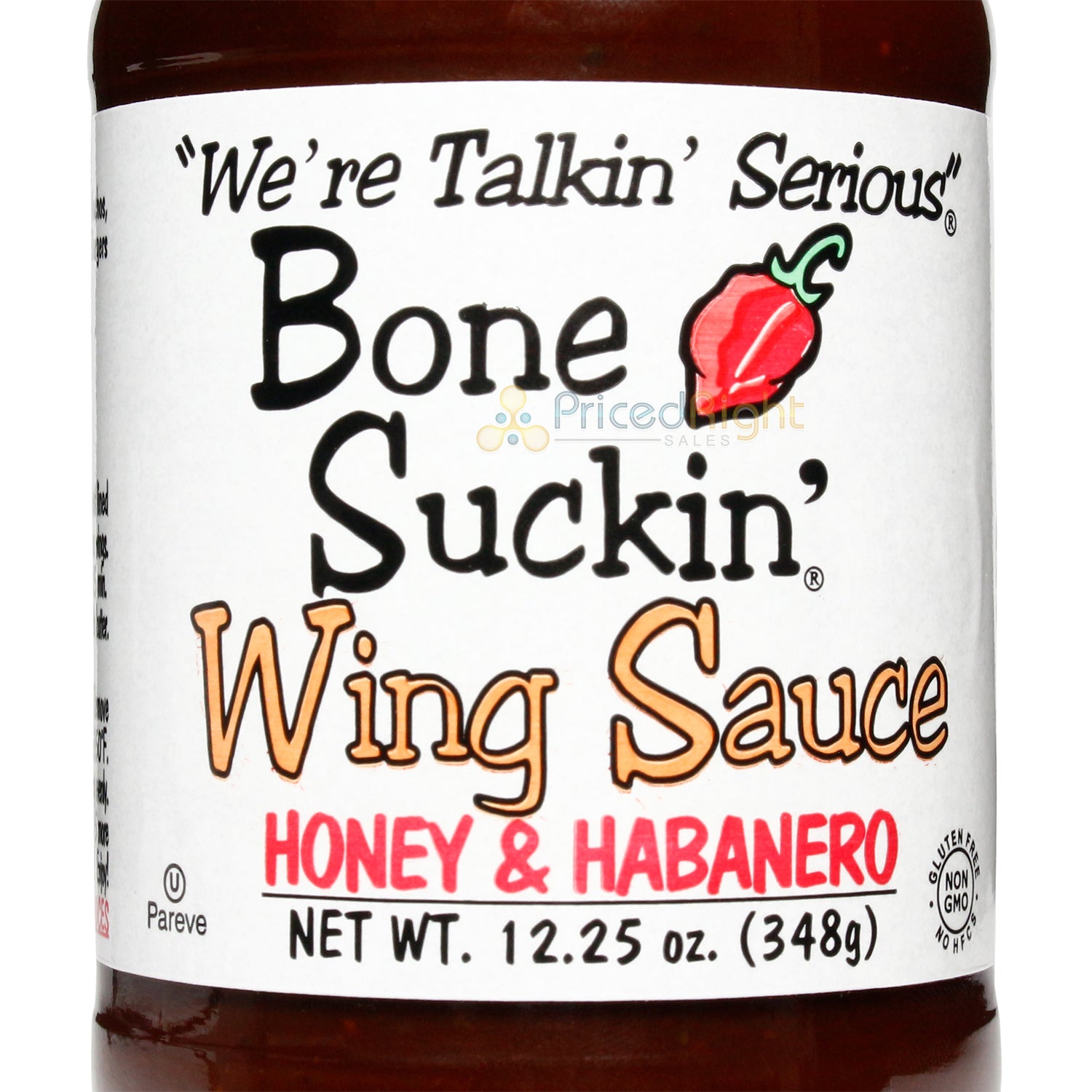 Bone Suckin Wing Sauce Honey & Habanero Sweet Spicy Gluten Free Non Gmo 12.25 Oz
