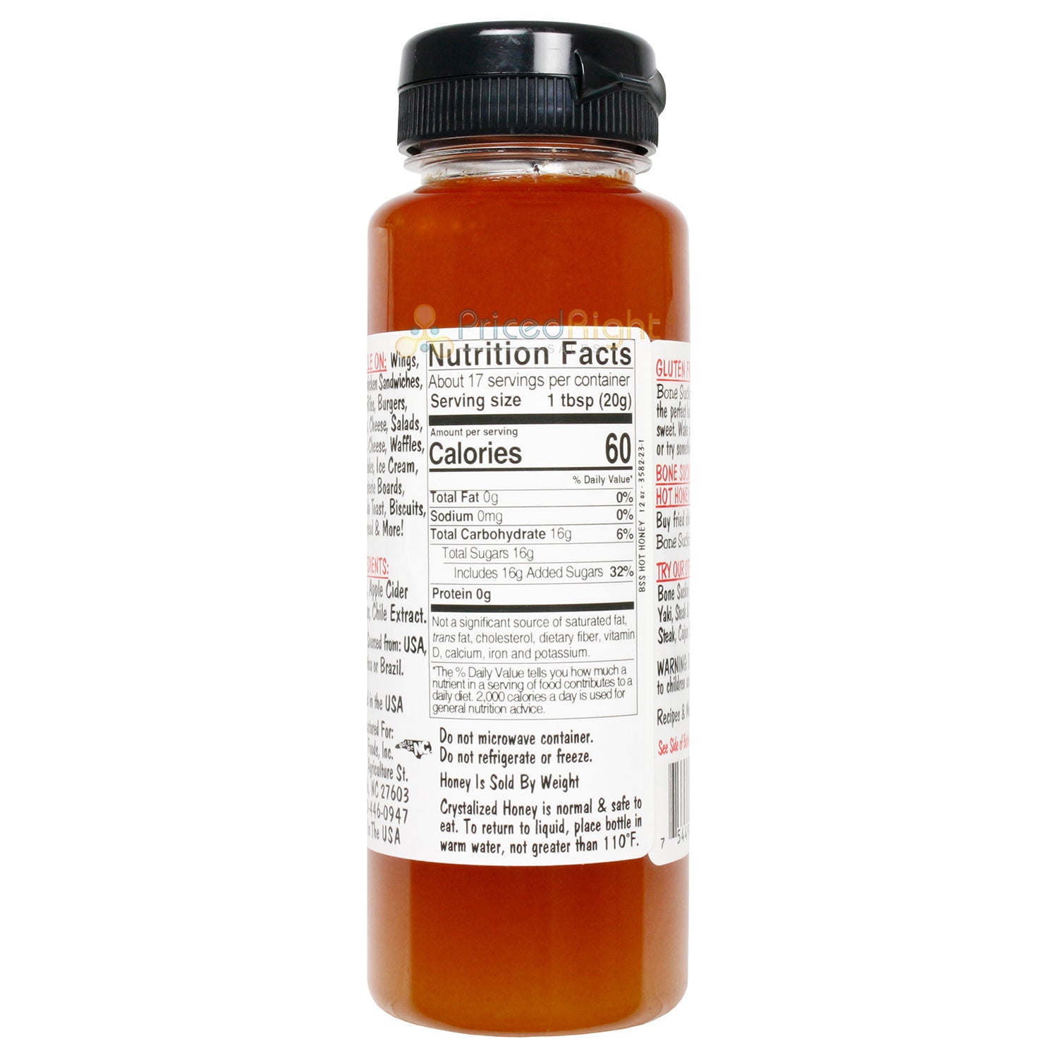 Bone Suckin' Hot Honey Spicy and Sweet Gluten Free Non GMO No HFCS 12 Ounce