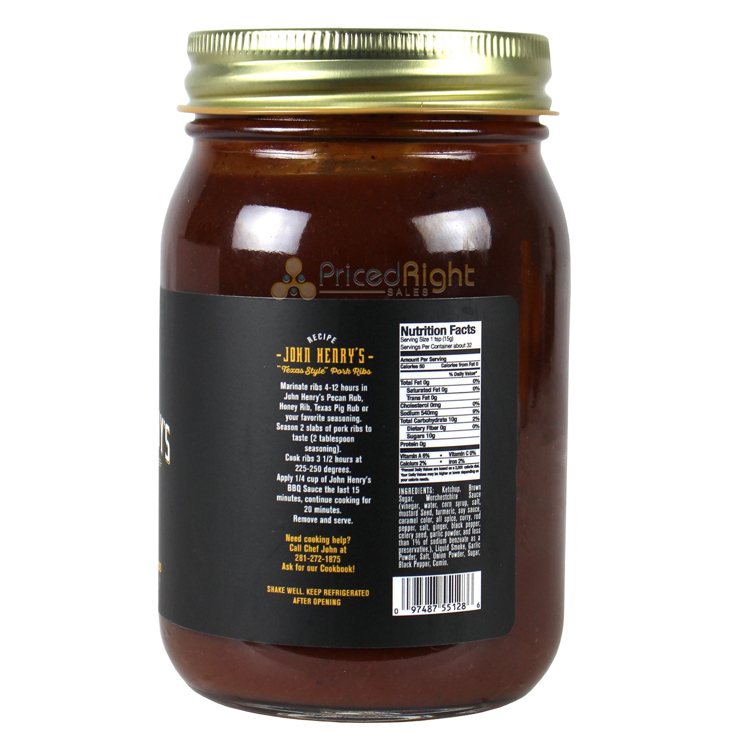 John Henry's Store Honey BBQ Sauce 16 Oz Jar East Texas 55128