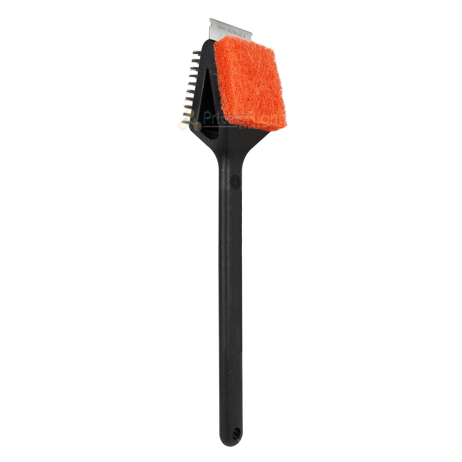 Mr Bar-B-Q Dual-Head Grill Brush With Bristles, Scrub Pad And Scraper Blade