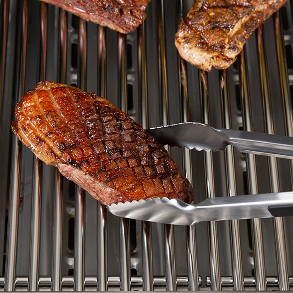 Broil King 12" Baron Tongs Stainless Steel Double Scalloped Tips Soft Grip 64036