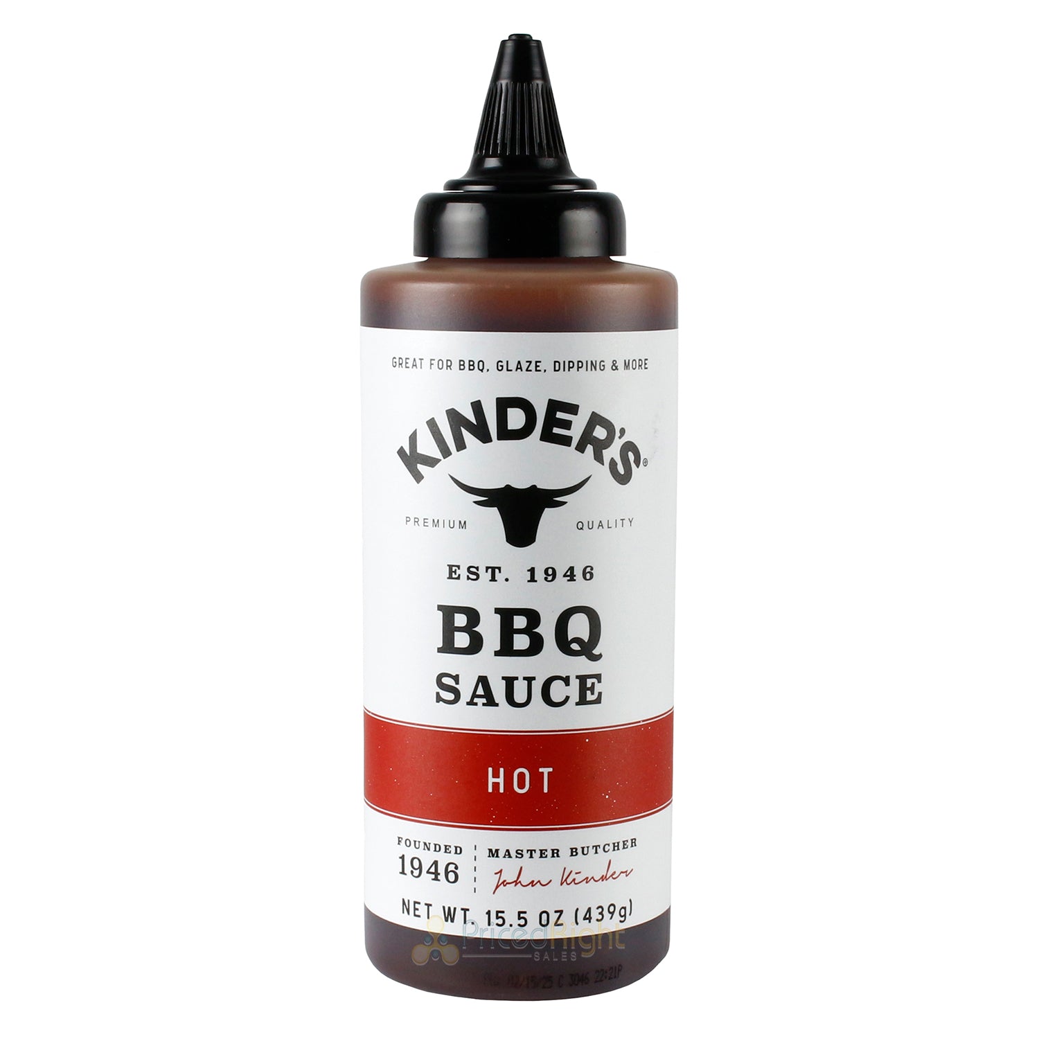 Kinder's Hot BBQ Sauce Premium Quality Handcrafted Gluten Free No HFCS 15.5 Oz