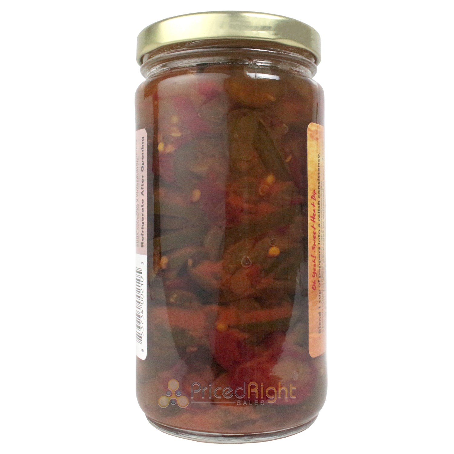 Sweet Heat Peppers Candied Jalapenos Regular Fat Free 12 oz Jar