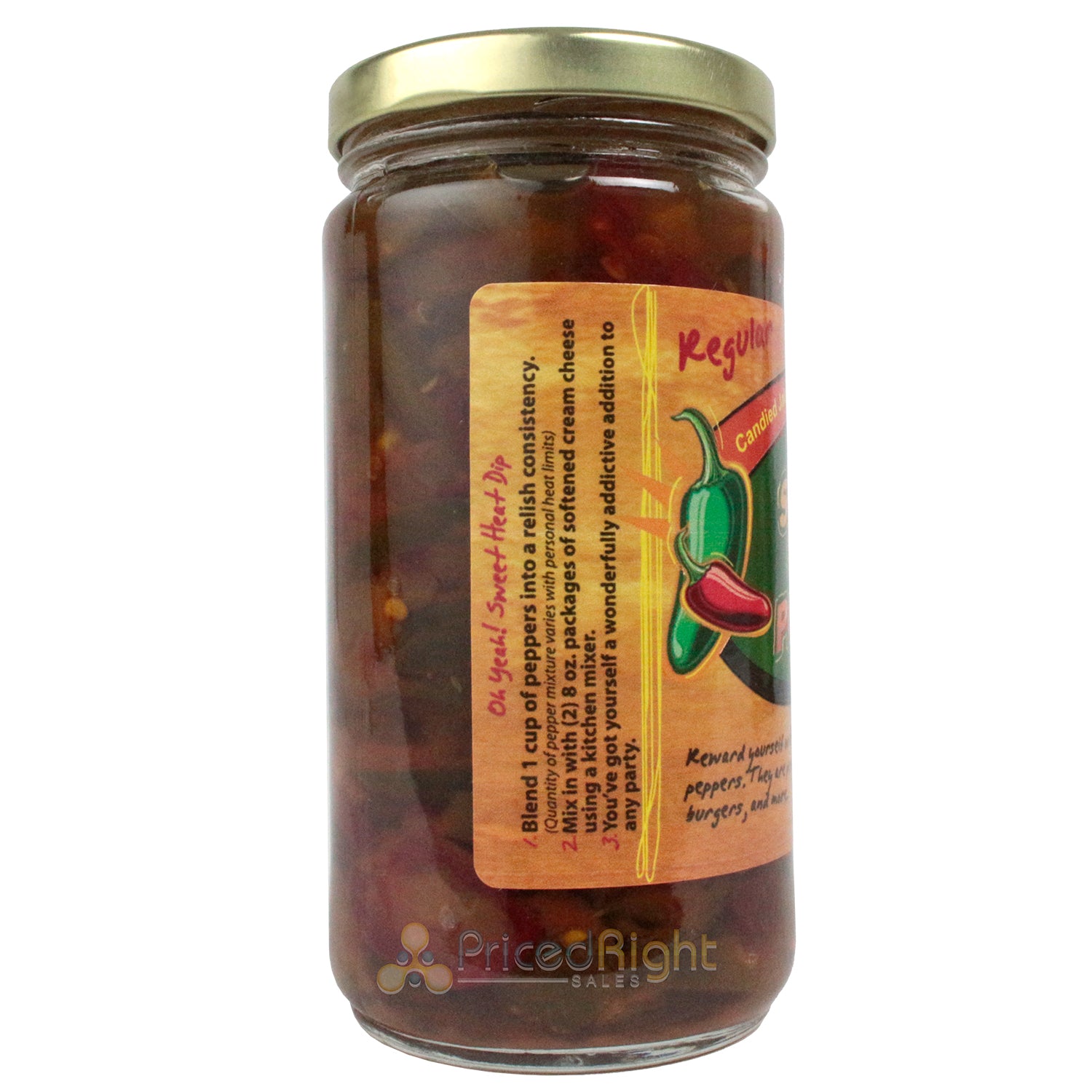 Sweet Heat Peppers Candied Jalapenos Regular Fat Free 12 oz Jar