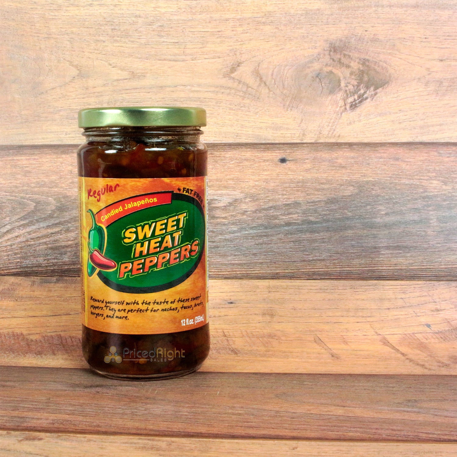 Sweet Heat Peppers Candied Jalapenos Regular Fat Free 12 oz Jar