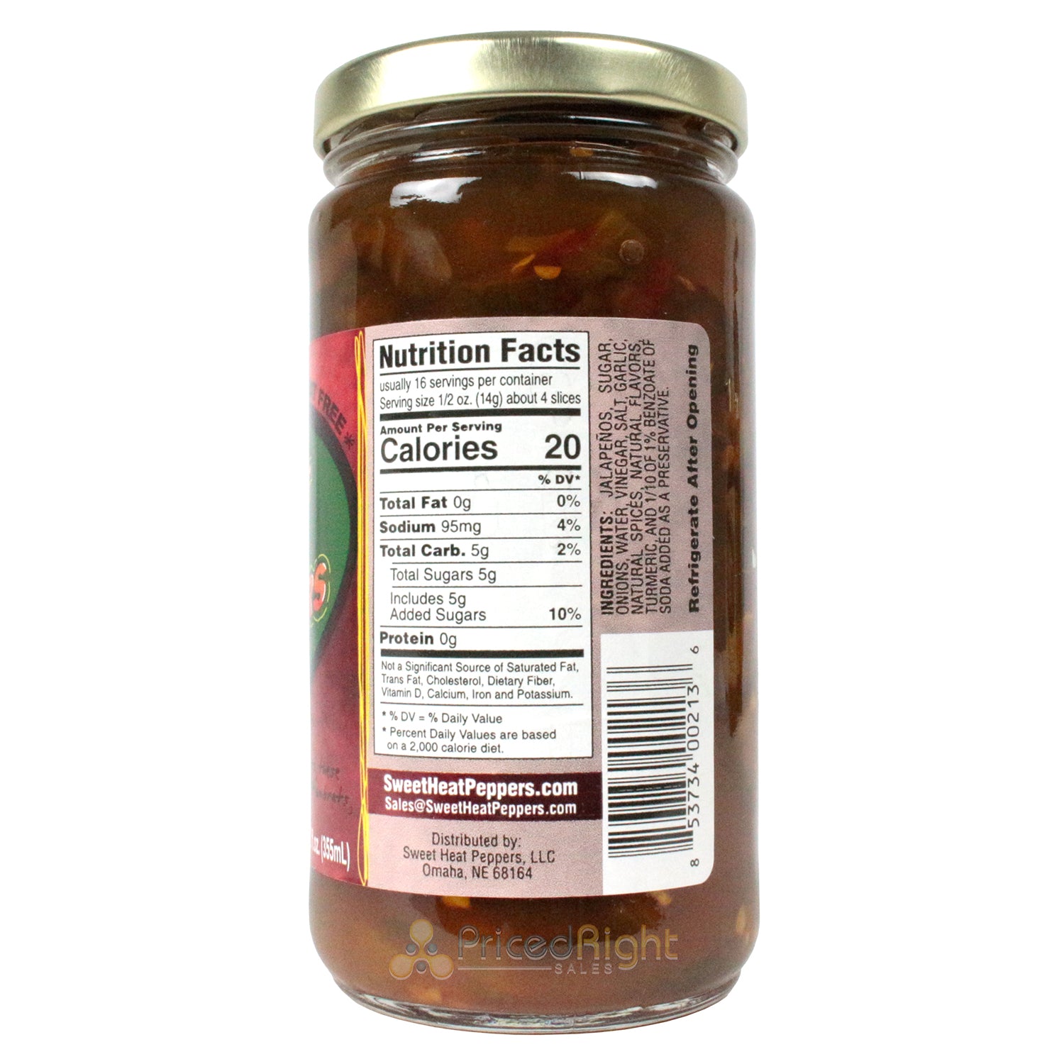 Sweet Heat Hotter Candied Jalapeno Peppers Fat-Free 12oz Jar