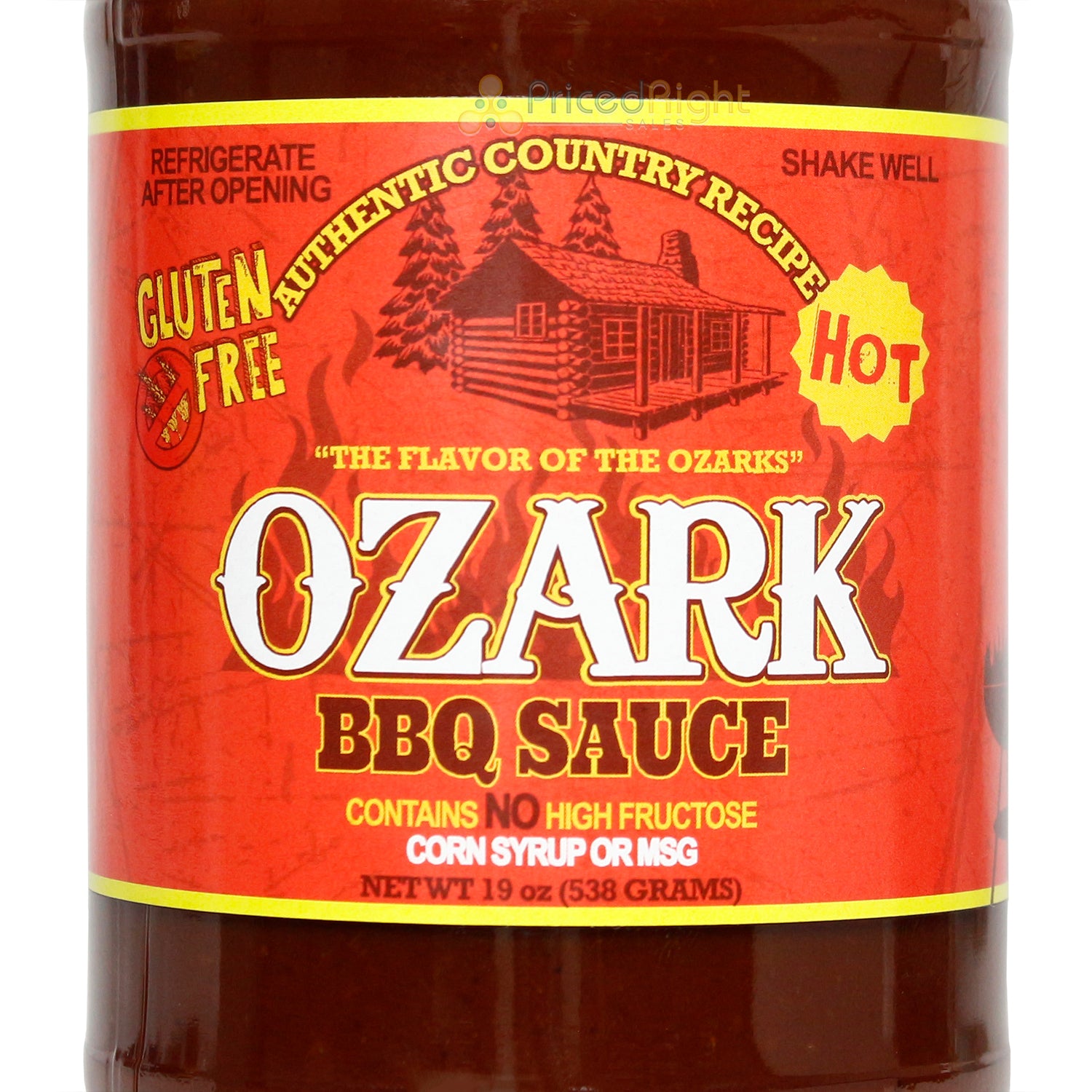 Ozark Hot BBQ Sauce Authentic Country Recipe Gluten Free No MSG No HFCS 19 Ounce