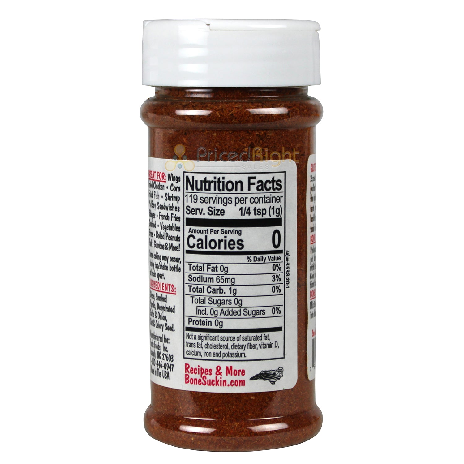 Bone Suckin' Sauce Cajun Seasoning and Rub 4.2 Oz Bottle Non Gmo Gluten Fat Free