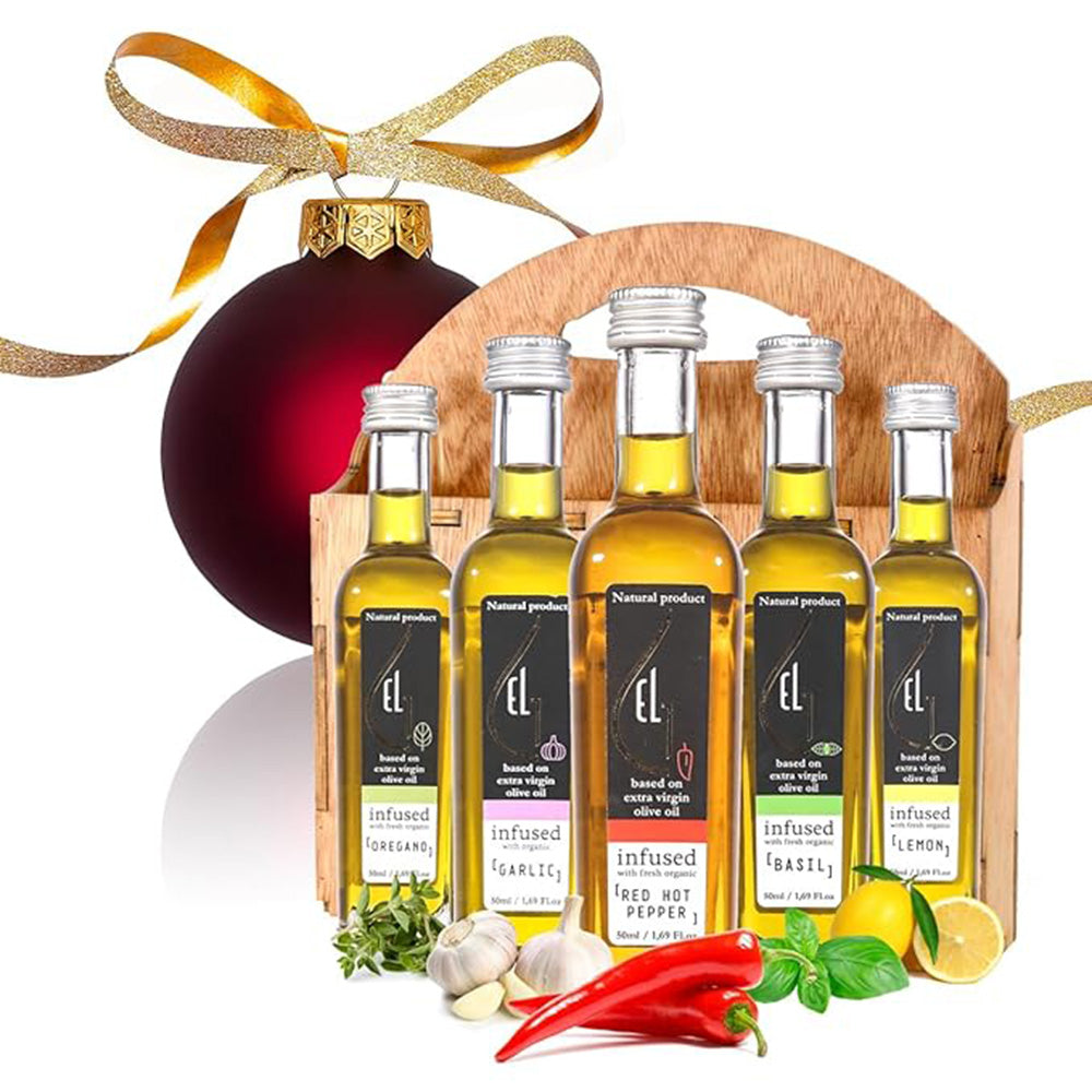 Pellas Nature Organic Herb Infused Olive Oil Gift Set Pack of 5 Kosher 74180