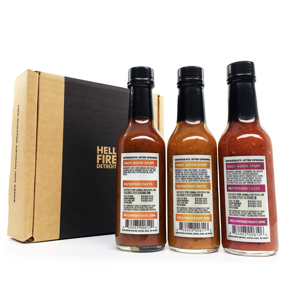 Hell Fire Detroit Hot Box #2 Hot Sauce Gift Pack Vegan Vegetarian 852963006137