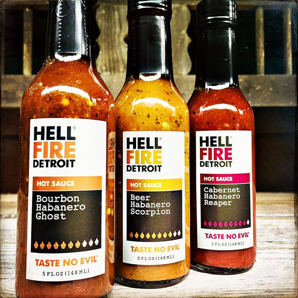 Hell Fire Detroit Hot Box #2 Hot Sauce Gift Pack Vegan Vegetarian 852963006137