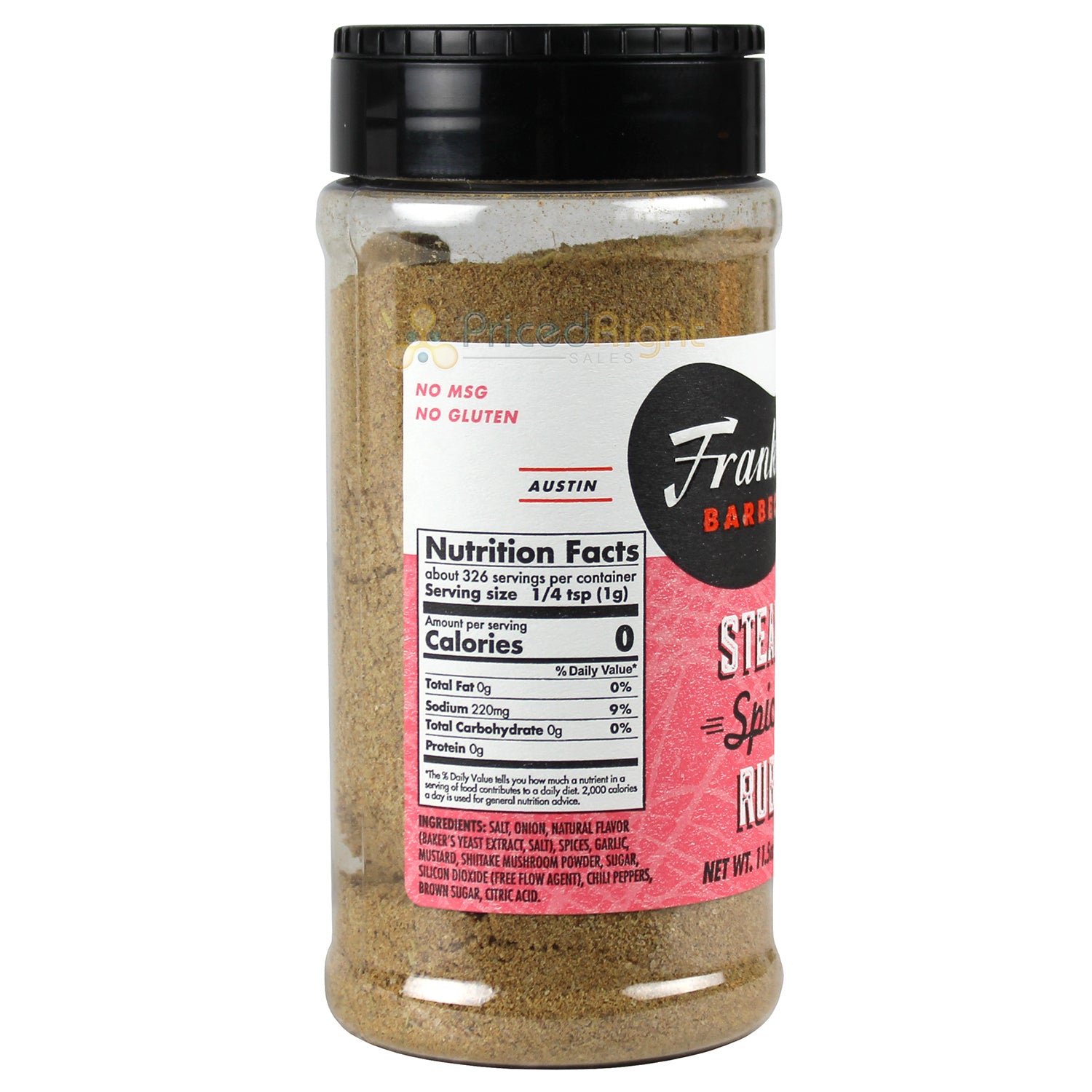 Franklin BBQ Steak Spice Rub 11.5 Oz Gluten and MSG Free 86000533805