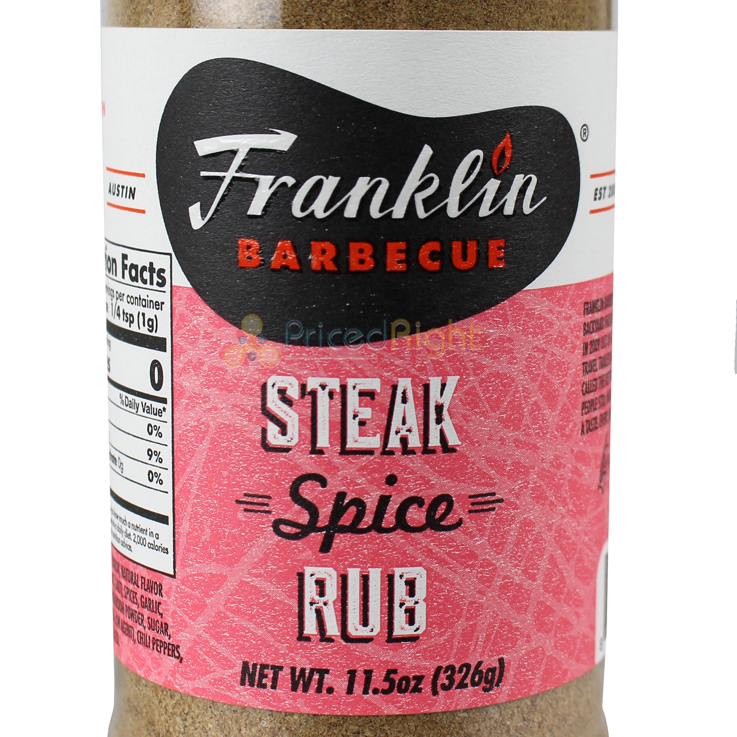 Franklin BBQ Steak Spice Rub 11.5 Oz Gluten and MSG Free 86000533805