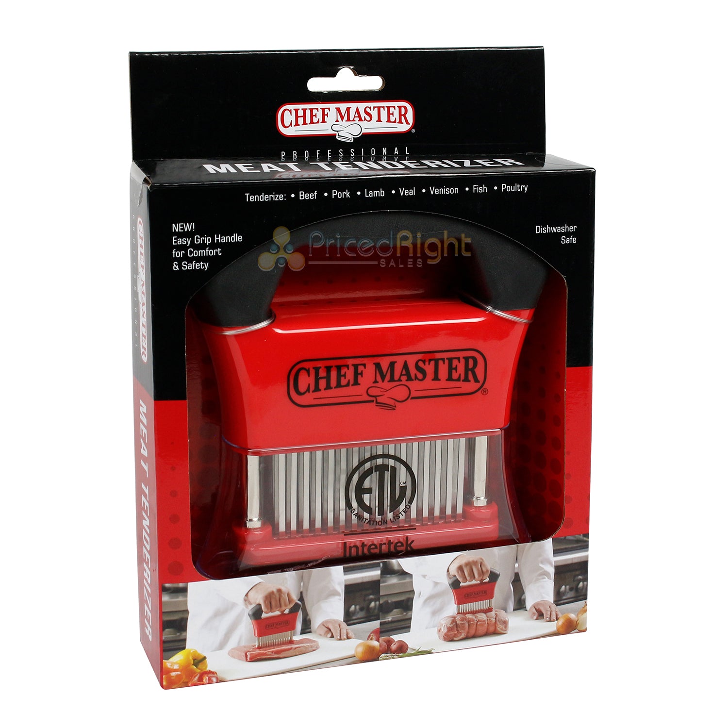 Chef Master Professional Meat Tenderizer W/ Stainless Steel Blades & Grip Handle