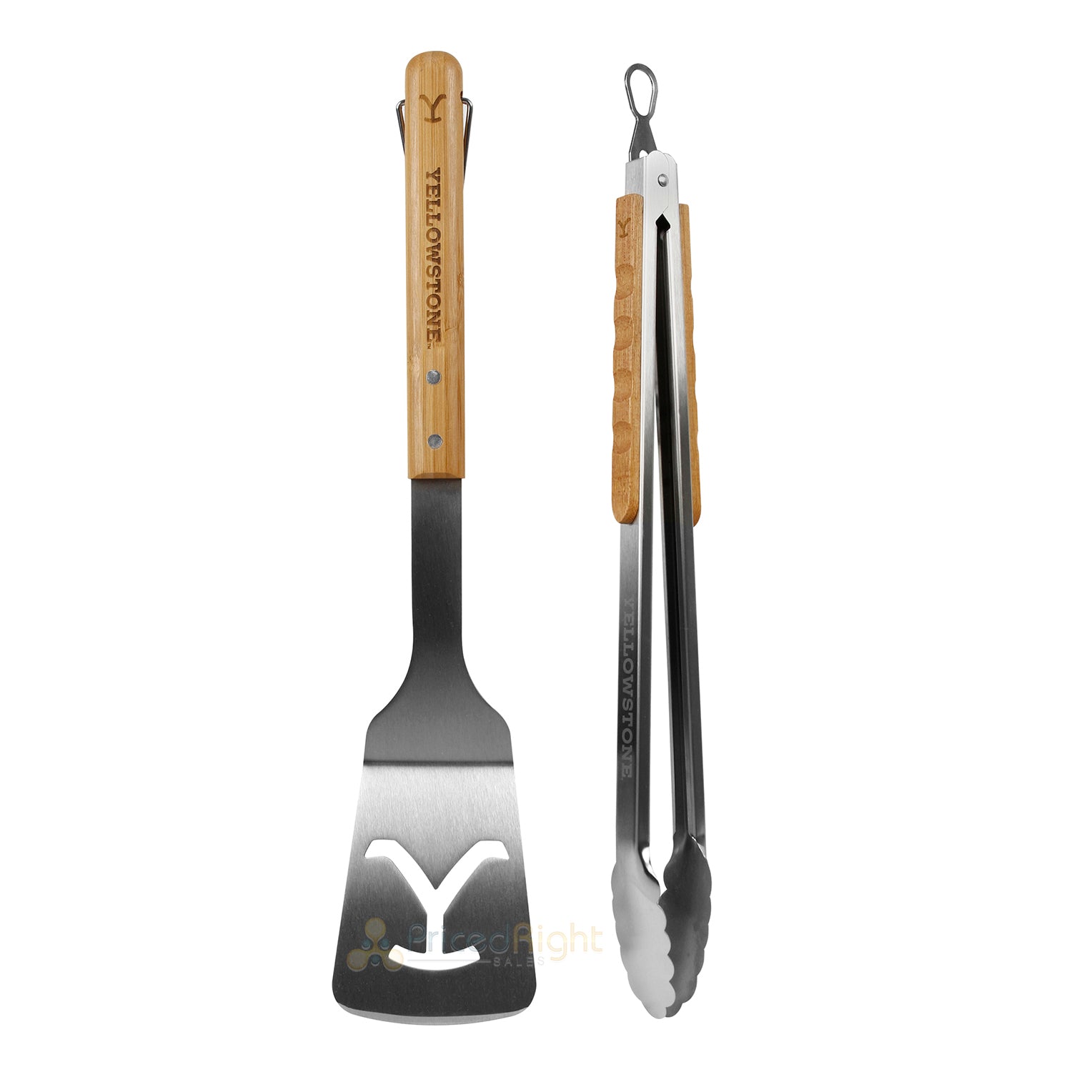 Proud Grill Yellowstone 2 Pc Stainless Steel BBQ Tool Set Spatula & Tongs 18 In