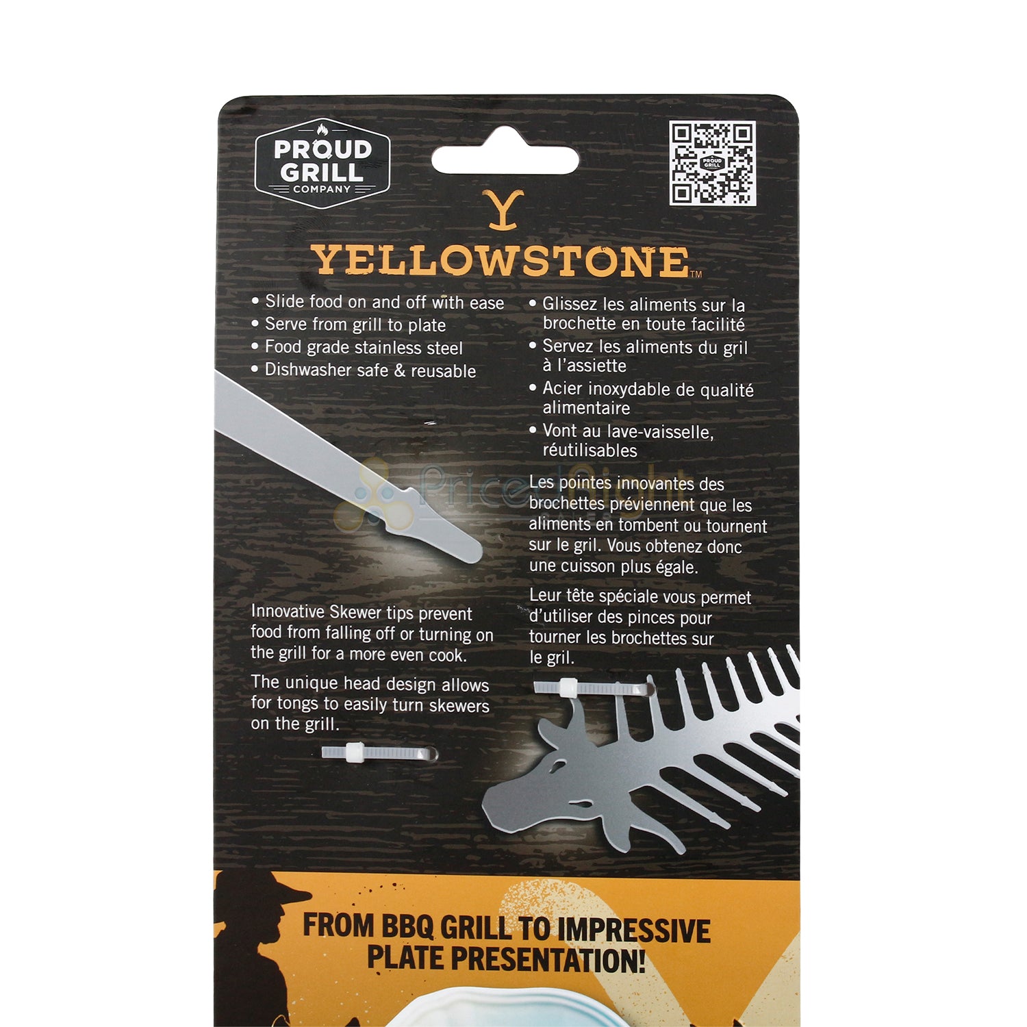 Slide & Serve BBQ Kabob Skewers Reusable Metal 4 Pack Proud Grill Yellowstone