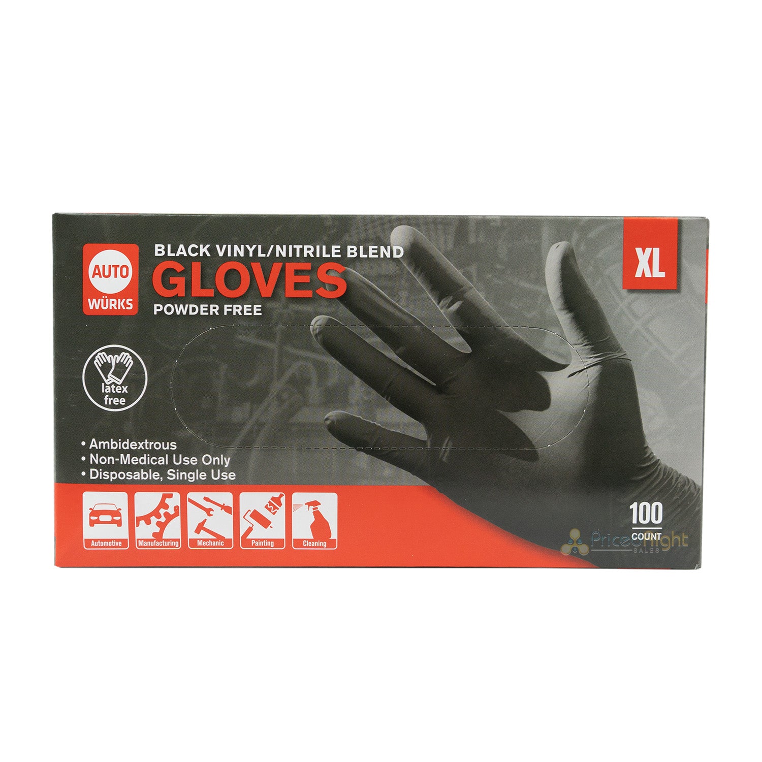 Black Nitrile Disposable Gloves Powder Latex Free Industrial X-Large 200 Count