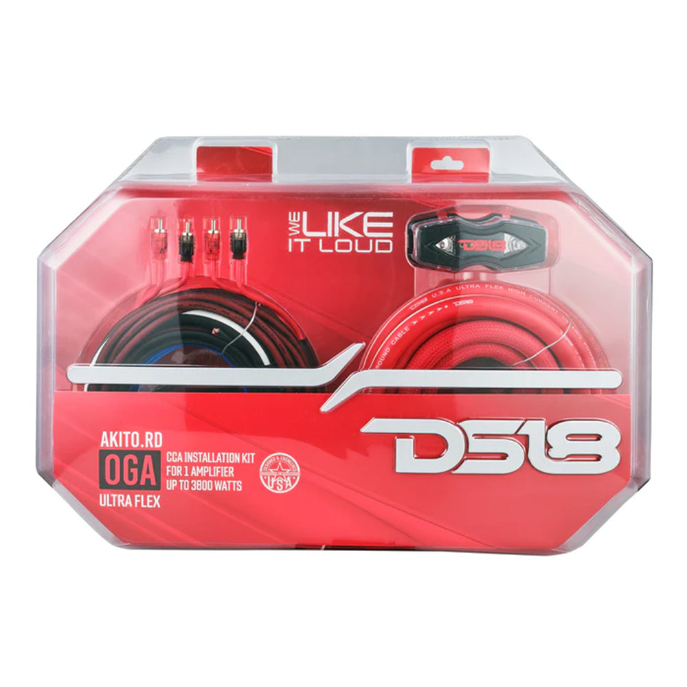 DS18 Amplifier Wiring Installation Kit 0 Gauge CCA 3500W RMS Red AKIT0.RD