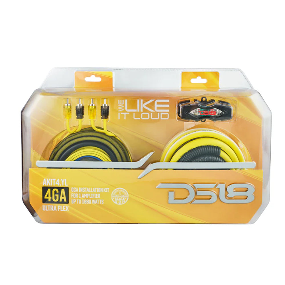 DS18 Amplifier Wiring Installation Kit Yellow CCA 4 Gauge 1680W AKIT4.YL