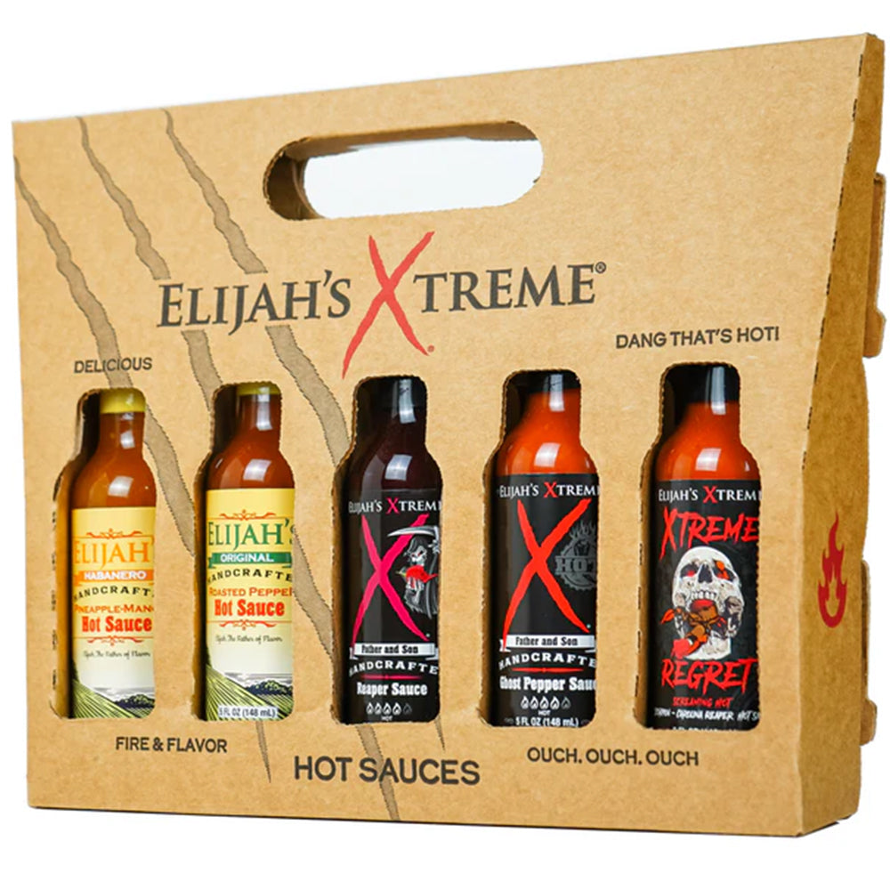 Elijah's Xtreme 5 Pack Hot Sauce Gift Set Ghost Reaper Pepper Pineapple All-5