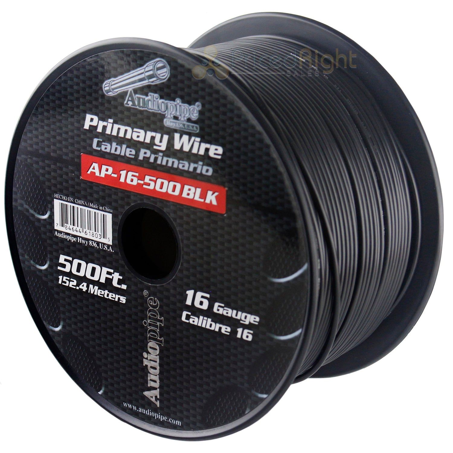 500' FT Spool Of Black 16 Gauge AWG Feet Home Primary Power Cable Remote Wire