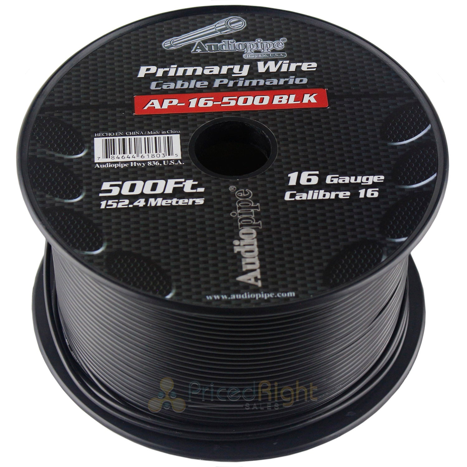 500' FT Spool Of Black 16 Gauge AWG Feet Home Primary Power Cable Remote Wire