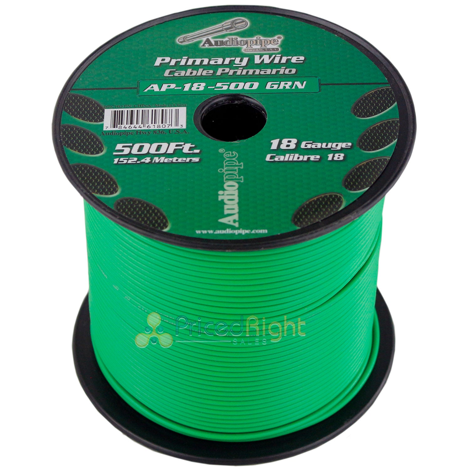 500' FT Spool Of Green 18 Gauge AWG Feet Home Primary Power Cable Remote Wire