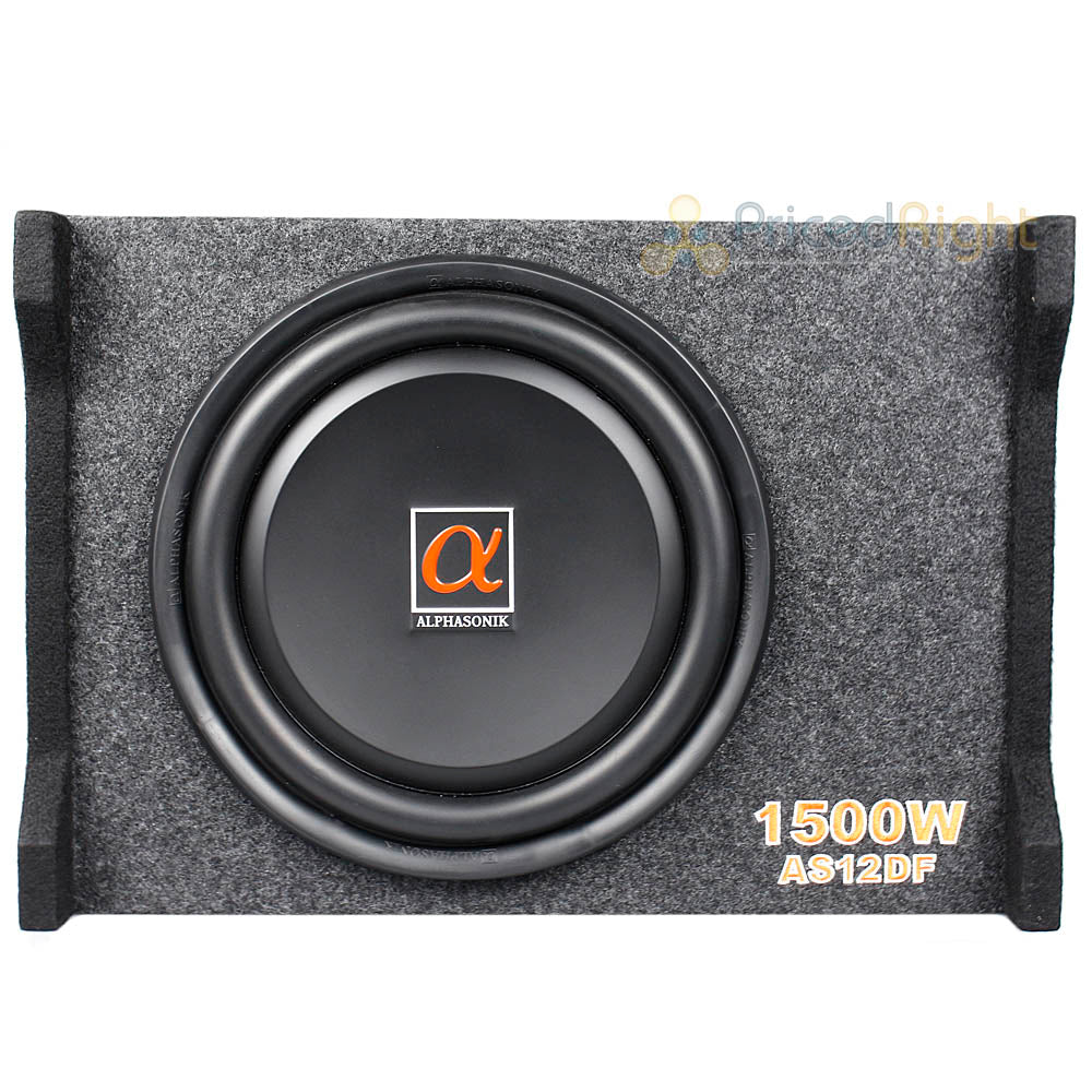 Alphasonik 12" Subwoofer with Enclosure Down Firing 4 Ohm Sub Shallow AS12DF
