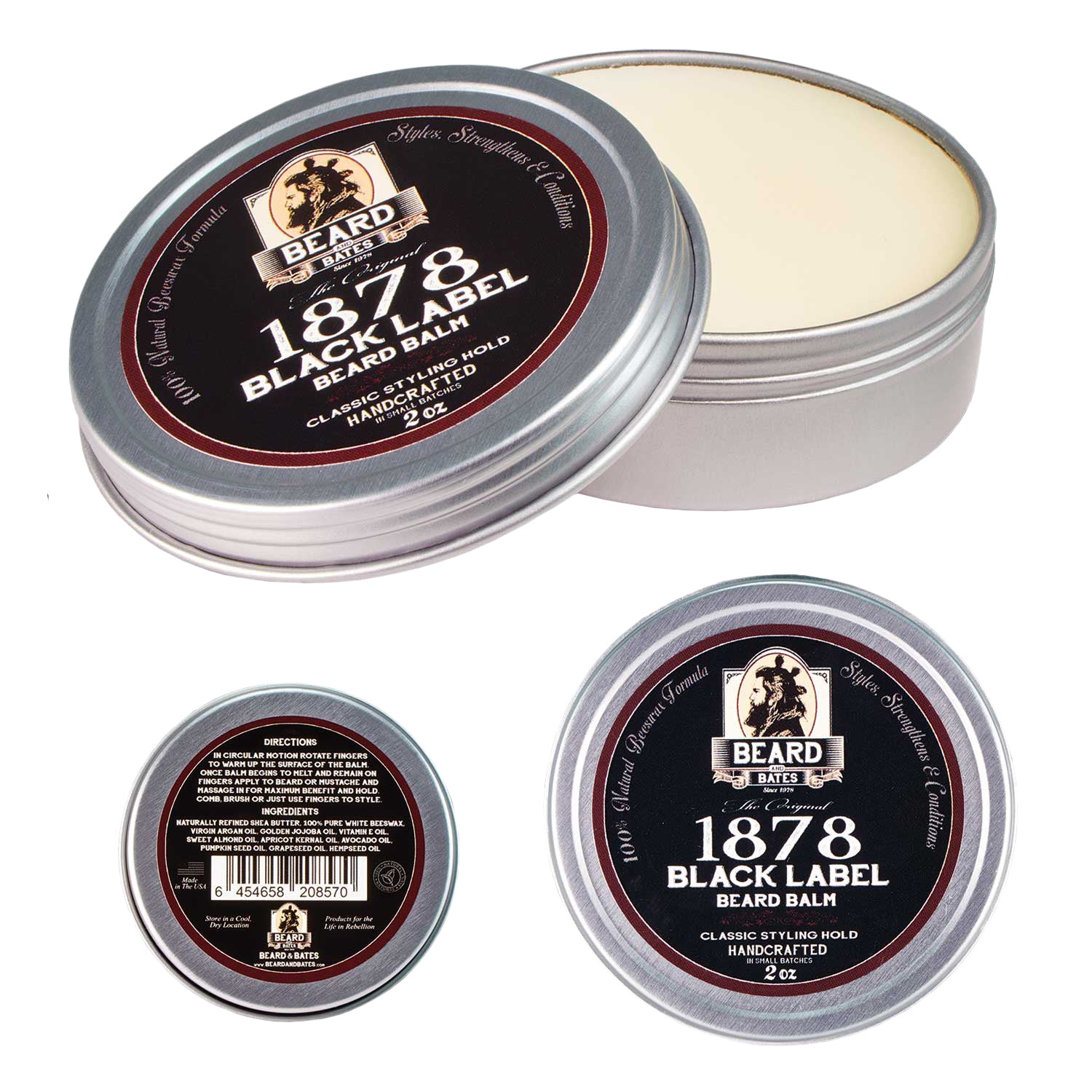 Beard & Bates 1878 Black Label Beard Balm Classic Styling Hold Finishing Balm