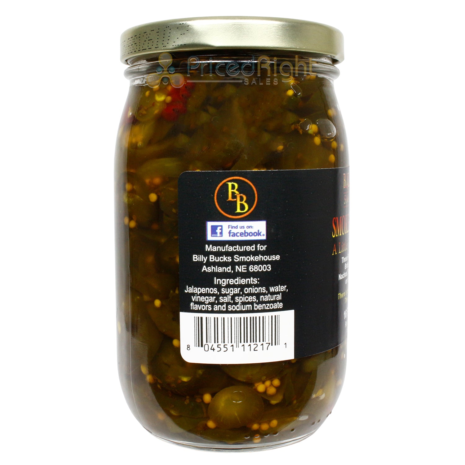 Billy Buck's Smokehouse Sweet Heat Jalapeno Peppers Barbecue Quality 16 Oz Jar