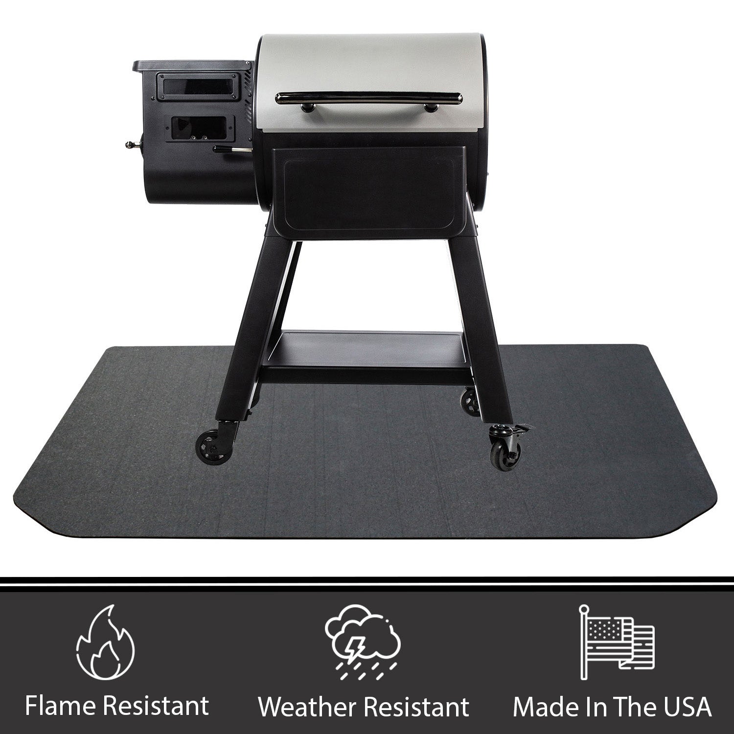 Rubber Heavy Duty Grill Mat Flame & Weather Resistant Made in the USA 36"x48"